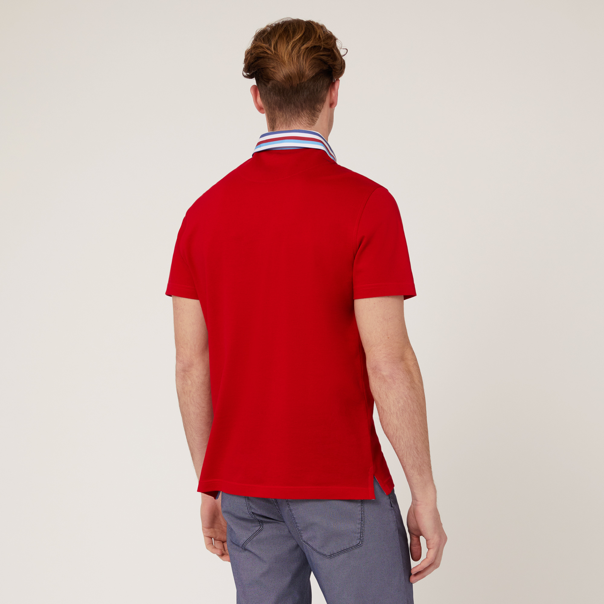 Polo Vietri con cuello multicolor, Rojo, large image number 1