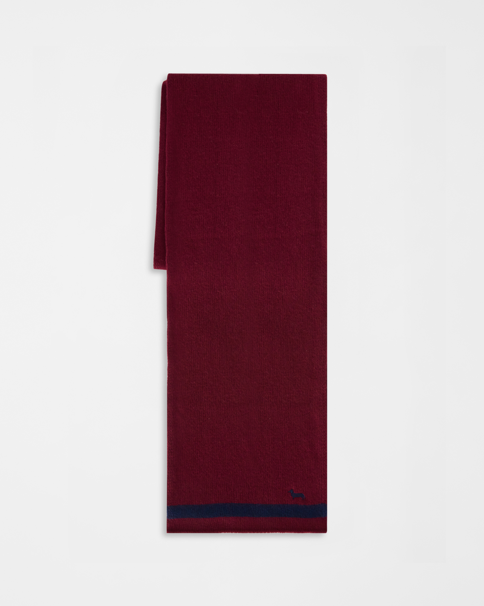 Men&rsquo;s wool and cashmere blend scarf with cyclamen embroidery