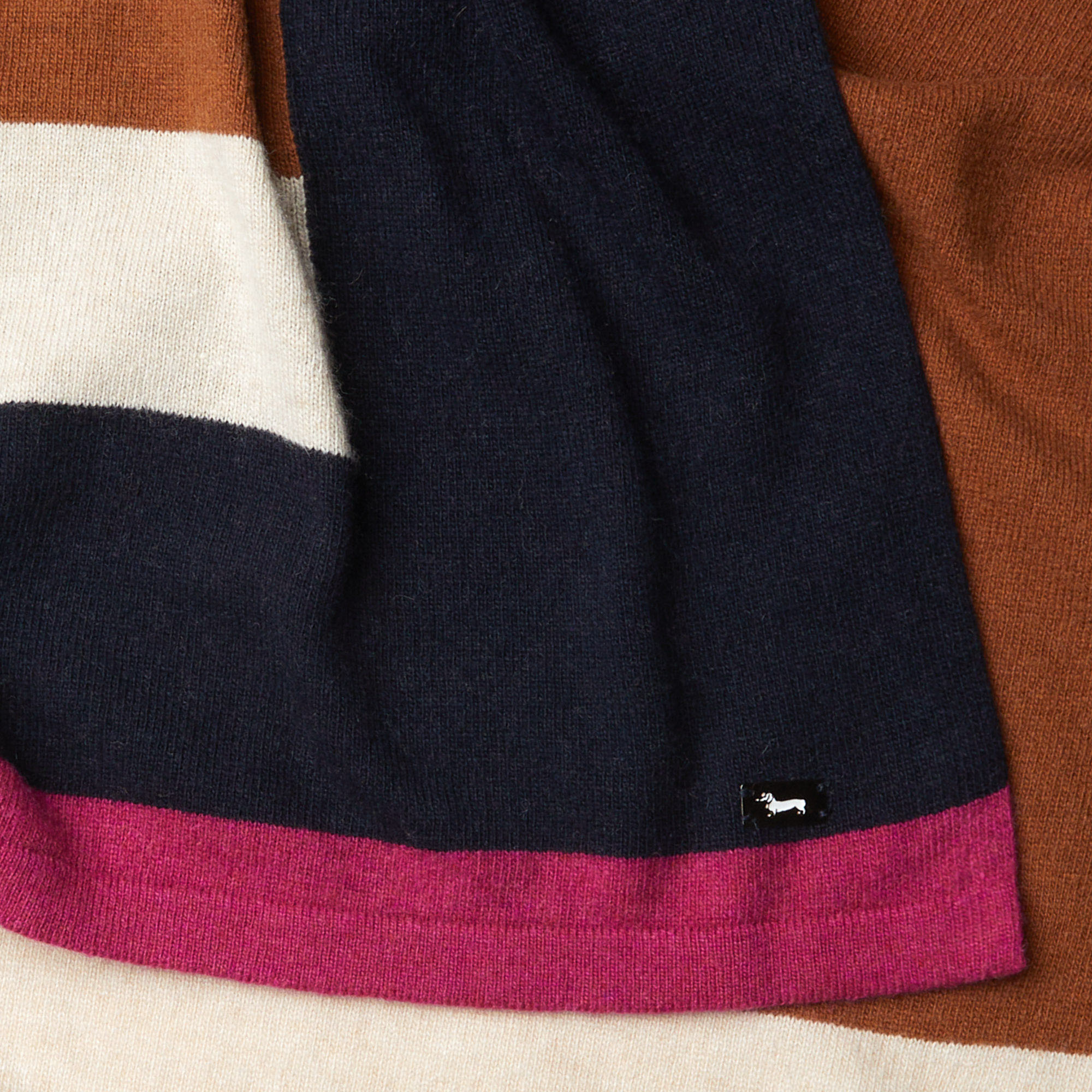 Color Block Effect Wool And Viscose Scarf, White, large image number 1