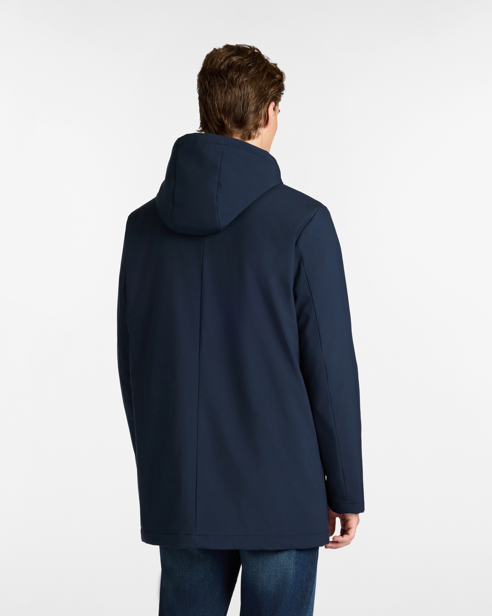 Soft Shell Parka with Hood and Concealed Zipper