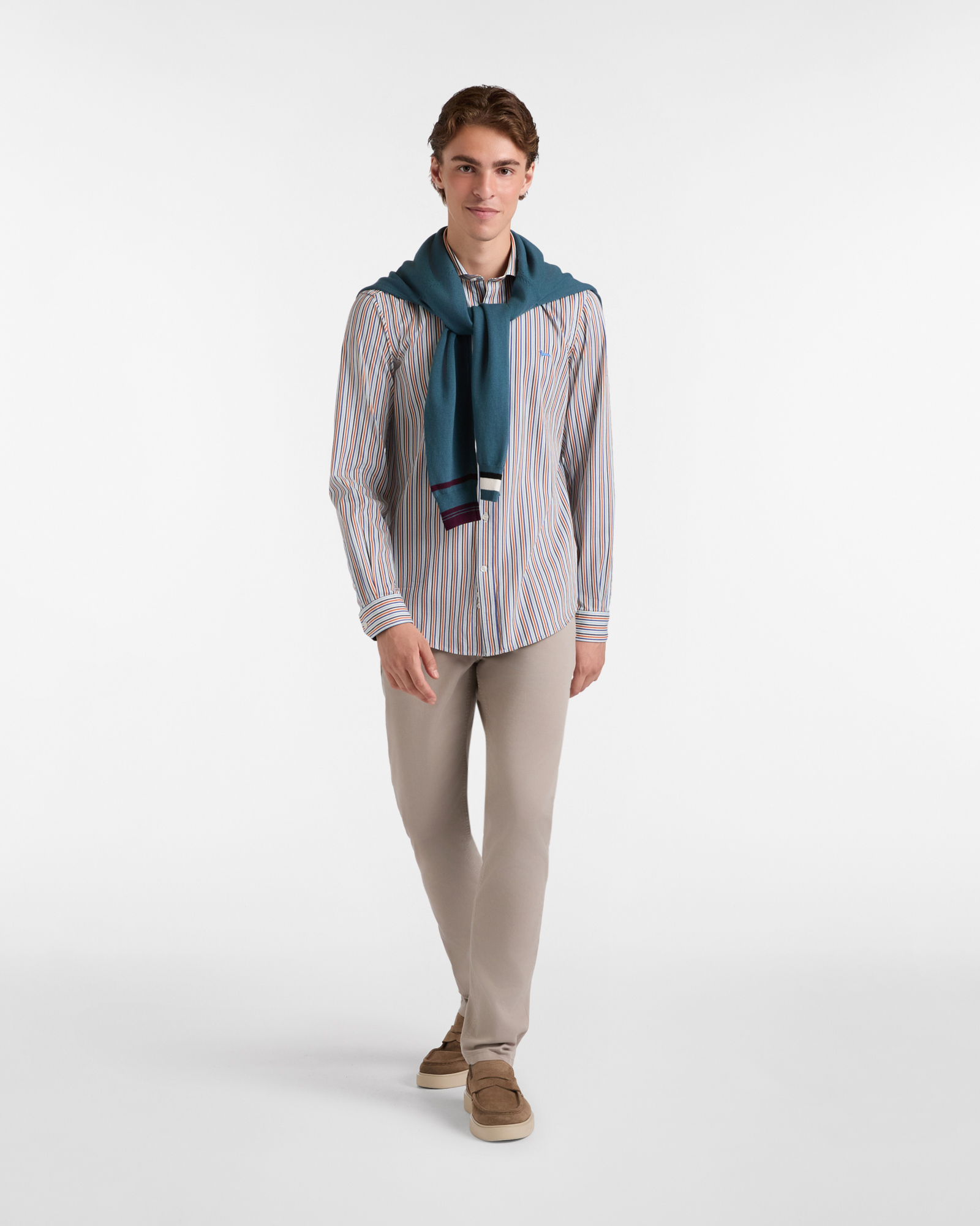 Narrow Striped Shirt, Orange, large image number 3