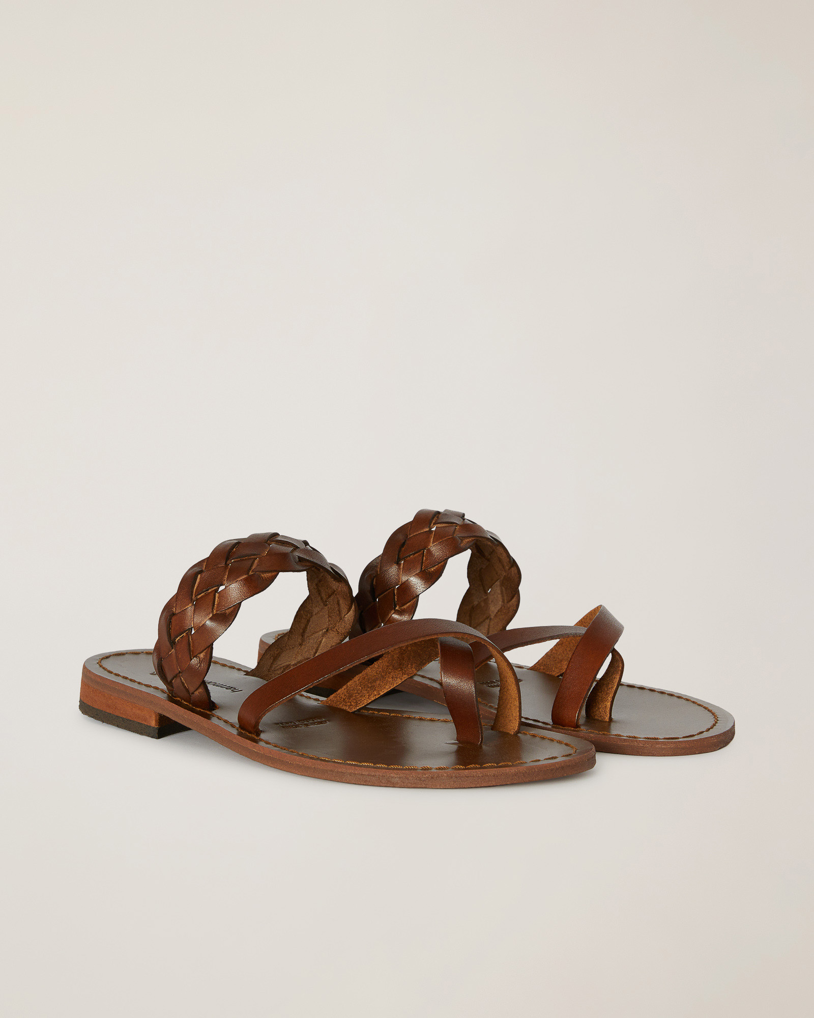 Sandali In Cuoio Con Treccia