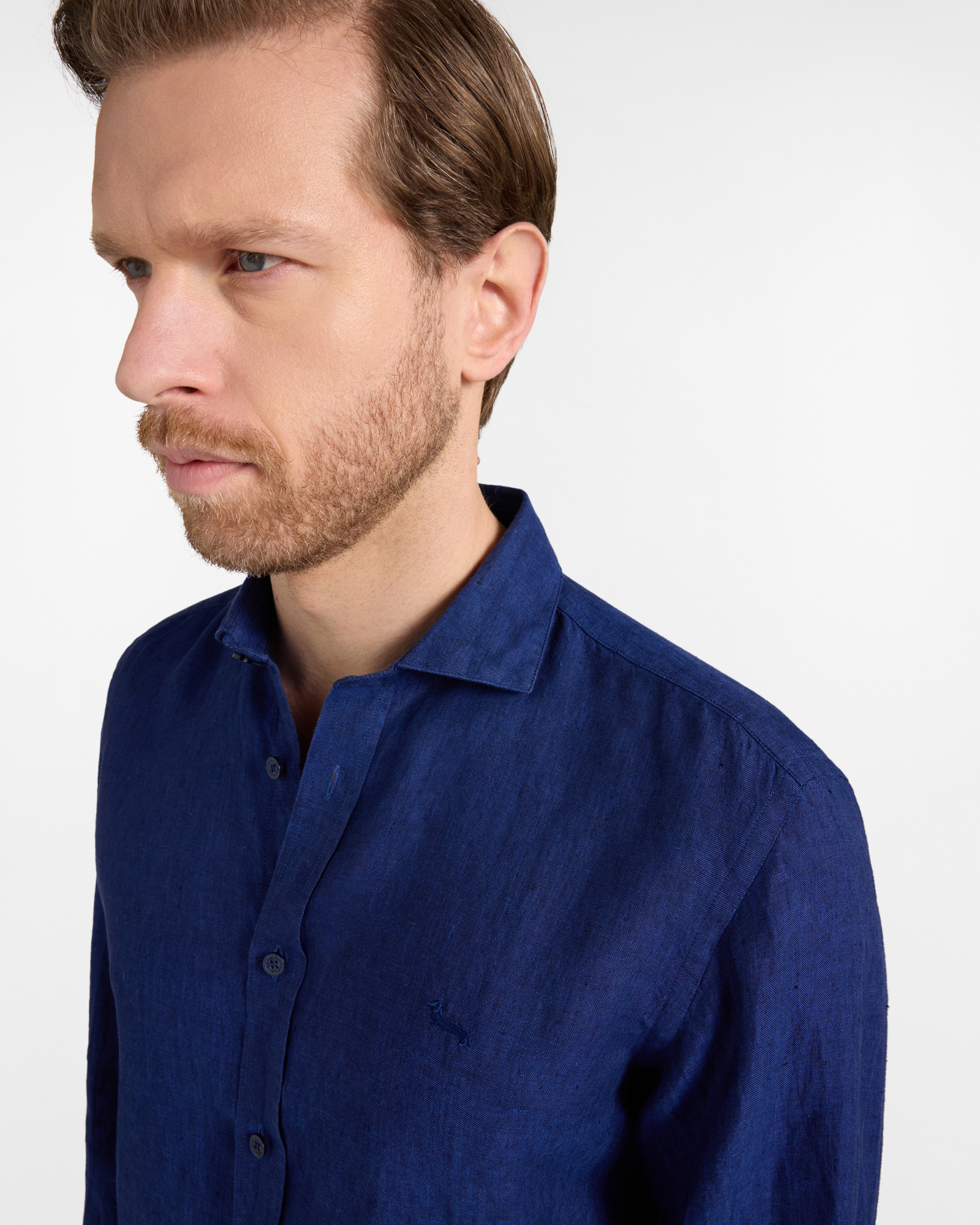 Men's narrow-fit linen shirt, Blue, large image number 2