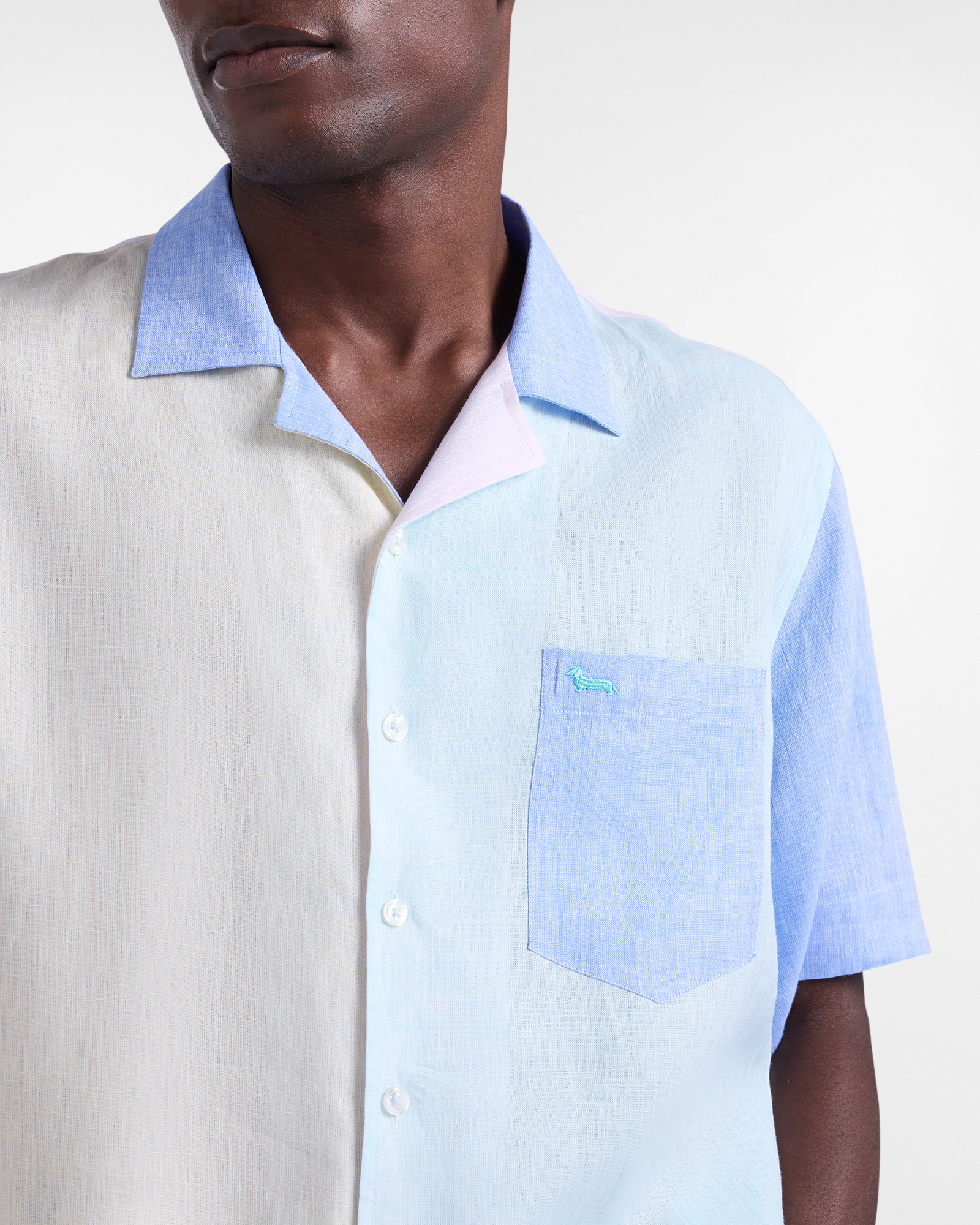 Chemise color-block en lin, Vert, large image number 1