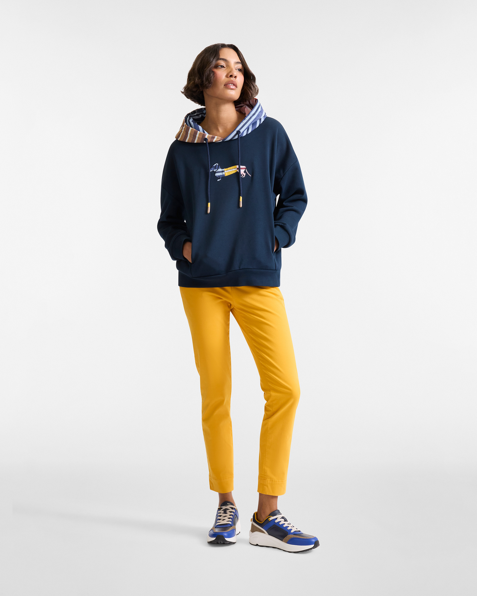 Stretch Gabardine Trousers, Yellow, large image number 3