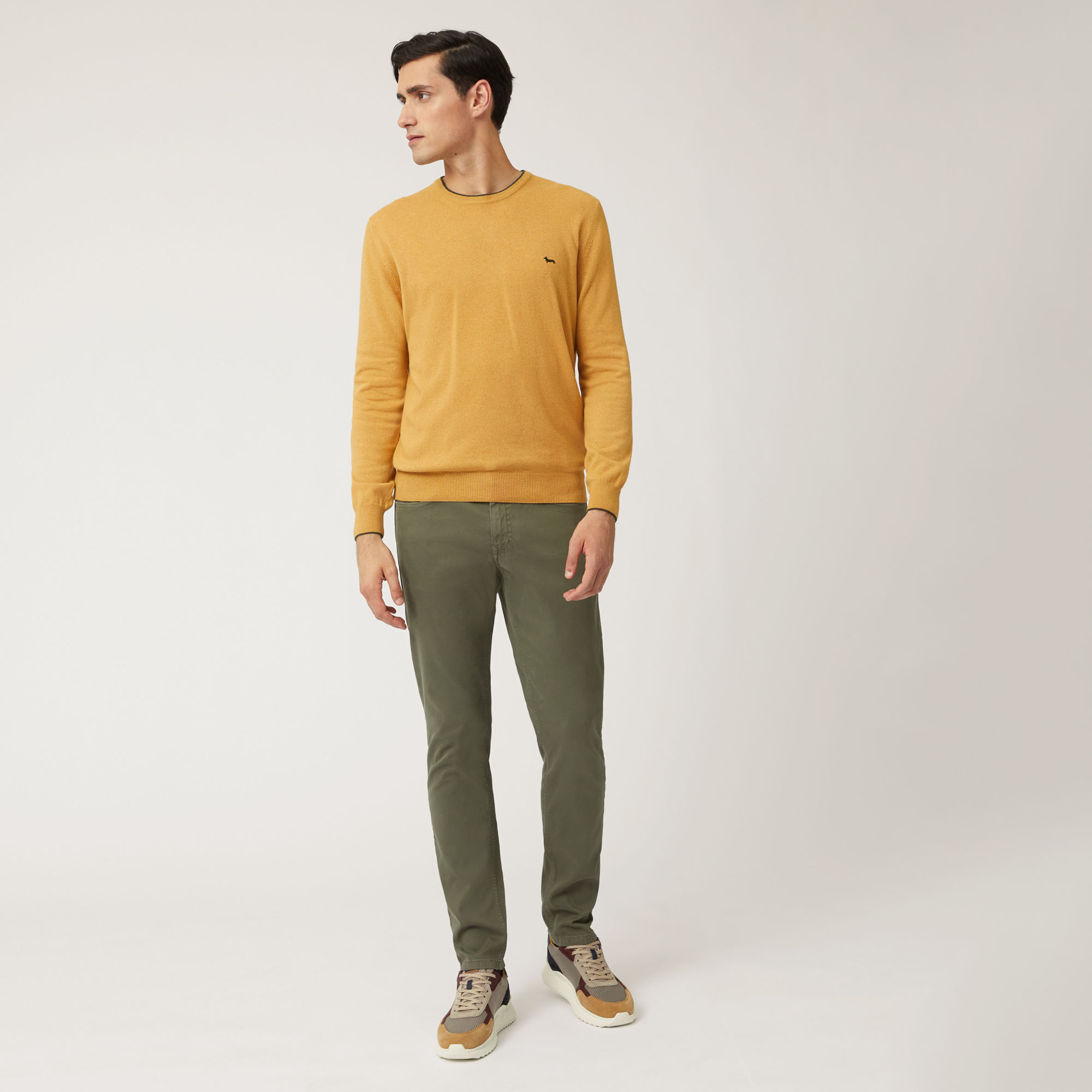 Wool And Viscose Crew-Neck Pullover, Gold, large image number 3
