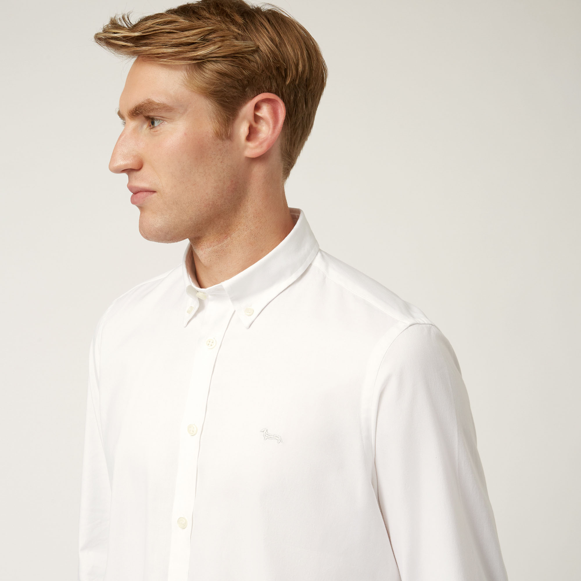 Essentials shirt in plain-coloured cotton, White, large image number 2