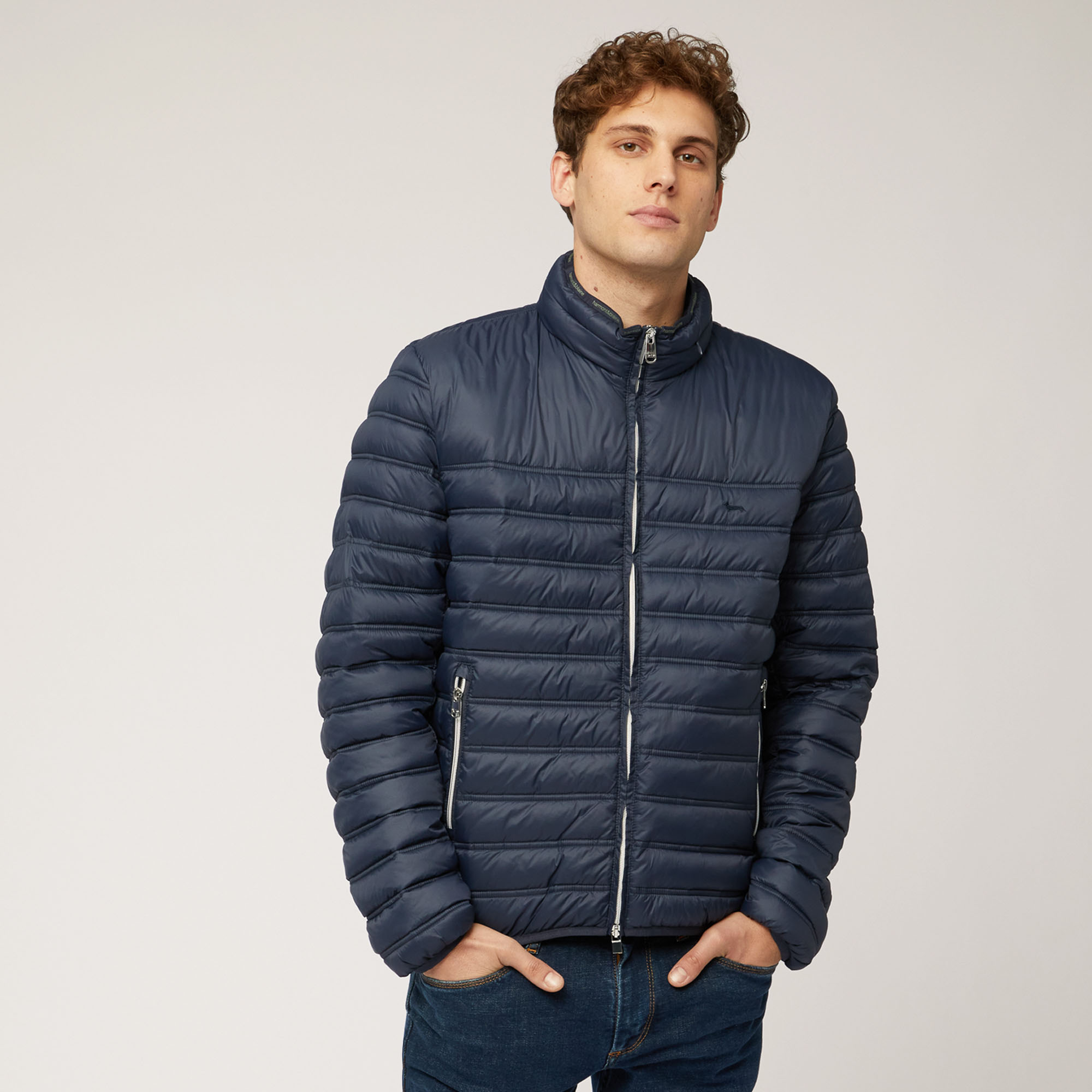 Bomber In Nylon Imbottito, Blu Navy, large