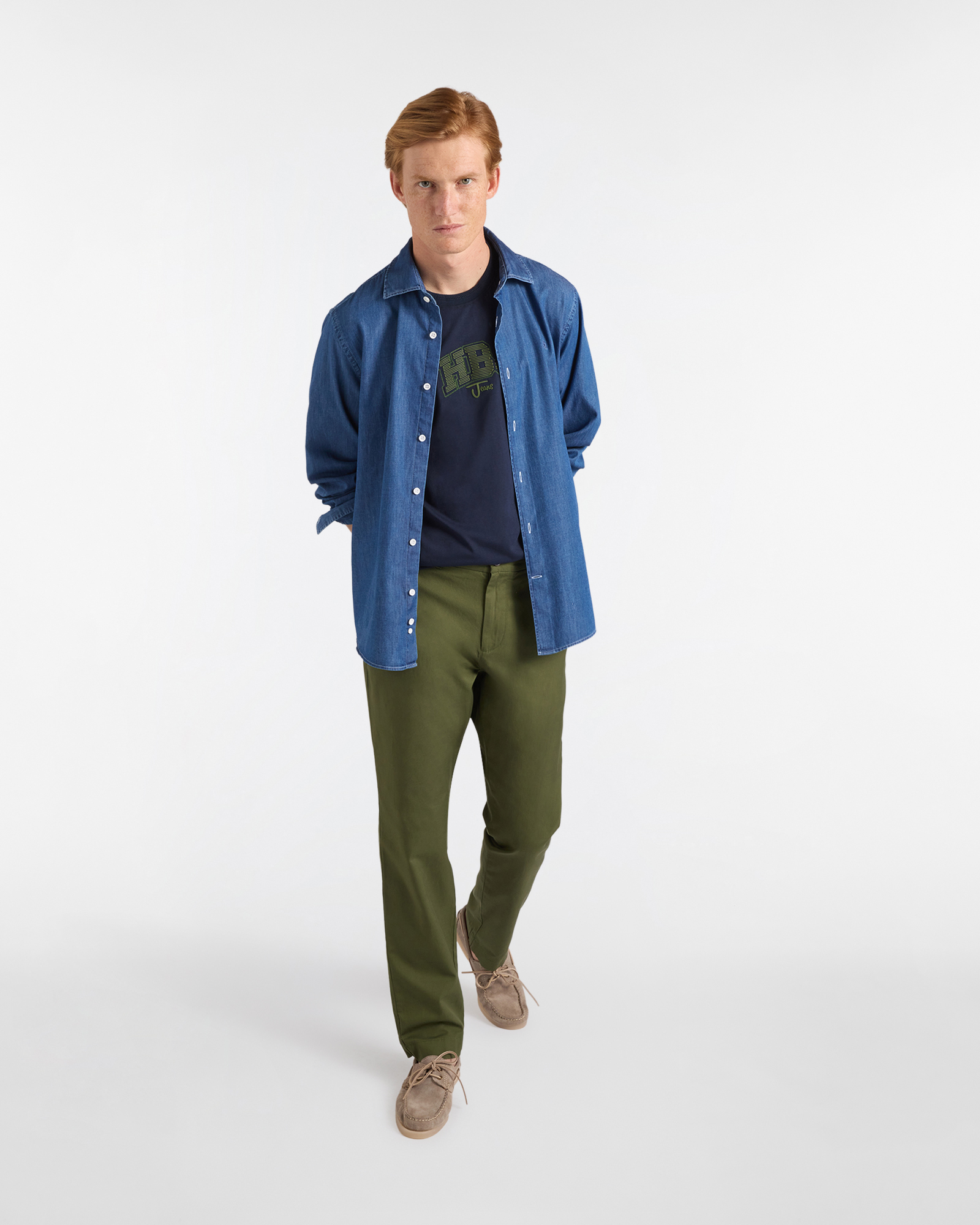 Camicia Uomo in Denim con Pinces sul Retro, Blu denim, large image number 3