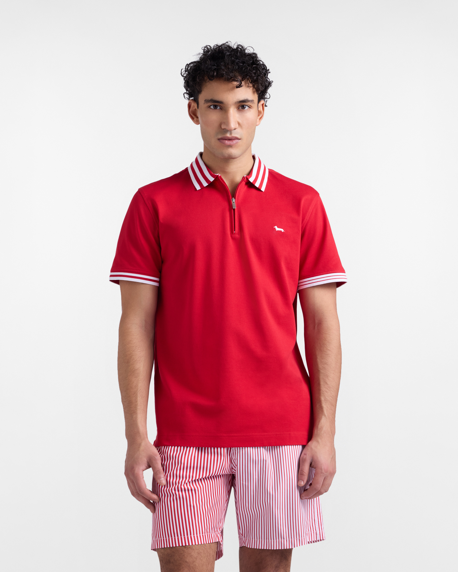 Polo de hombre con cremallera de la C&aacute;psula Sorbetto, Rojo, large