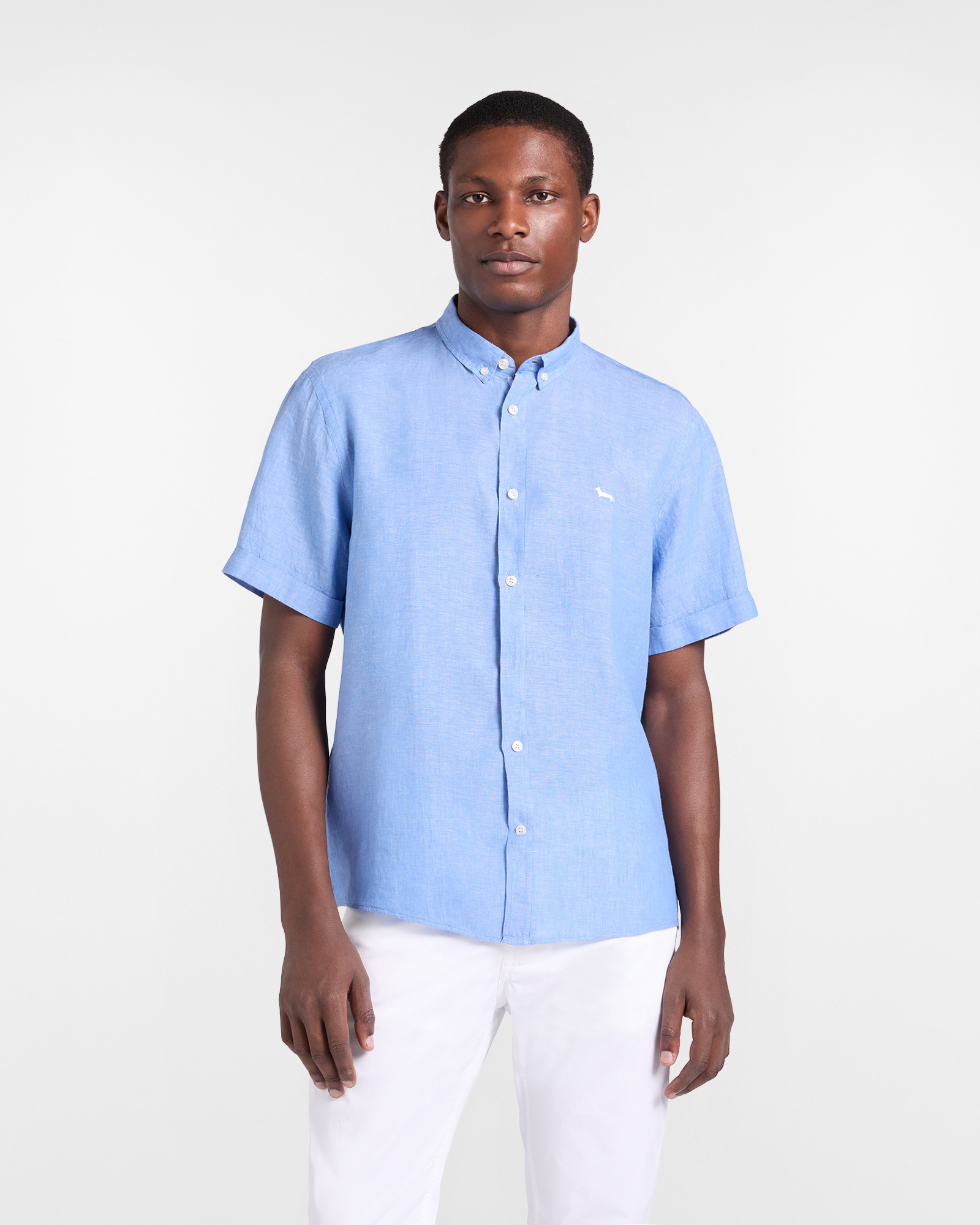 Straight-fit pure linen shirt