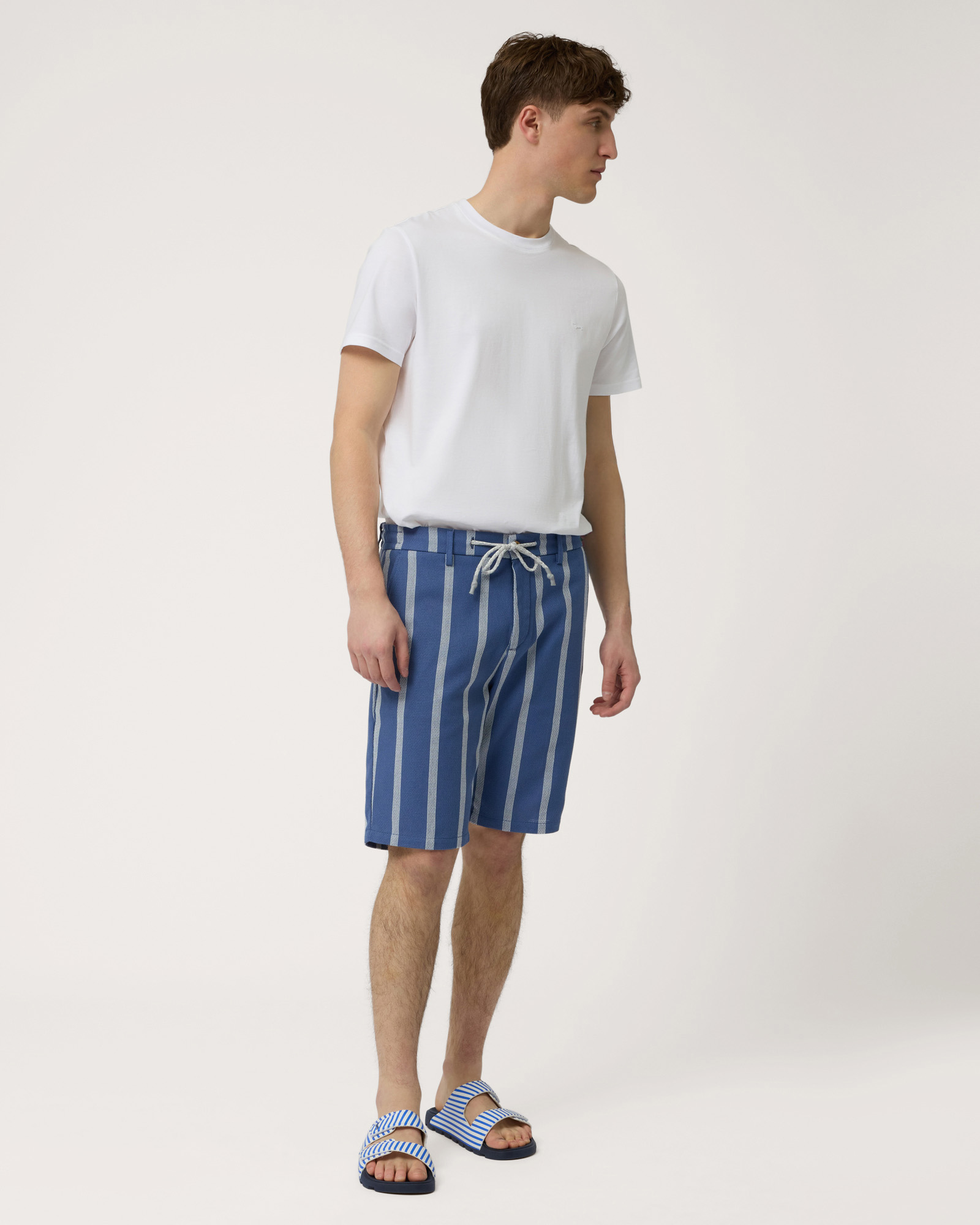Bermudas im Jogginghosenstil mit Streifenmuster, Dunkelviolett, large image number 3