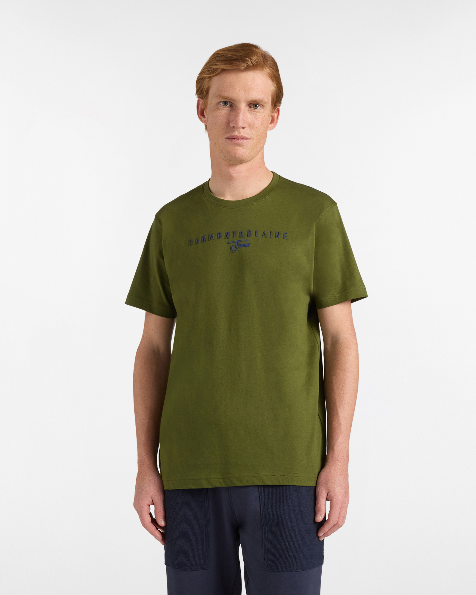 T-Shirt Uomo con Stampa Logo Regular Fit, Uomo, Verde militare, Taglia: S