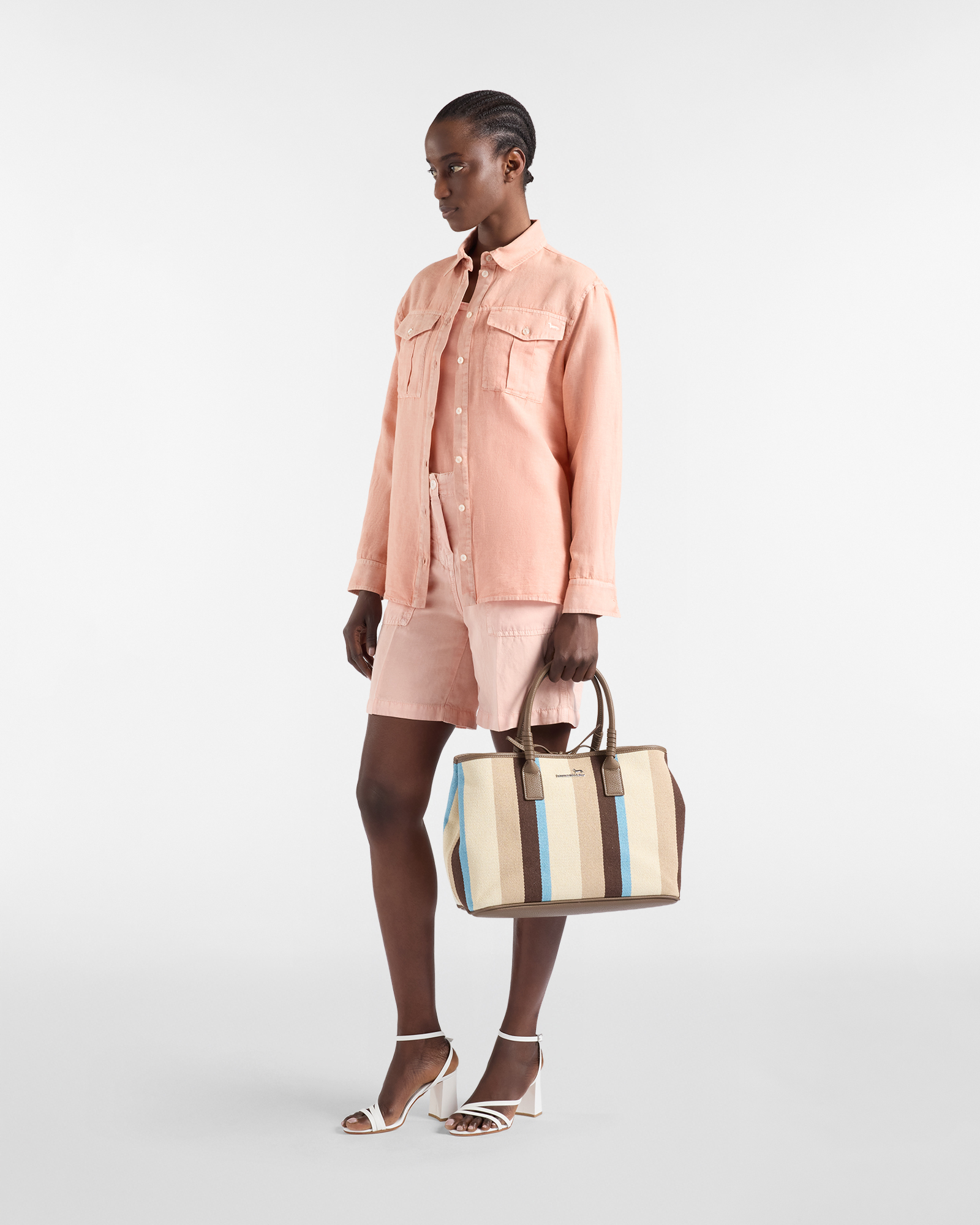 Camicia Donna Earth Dye Overshirt in Lino e Cotone, Rosso, large image number 3