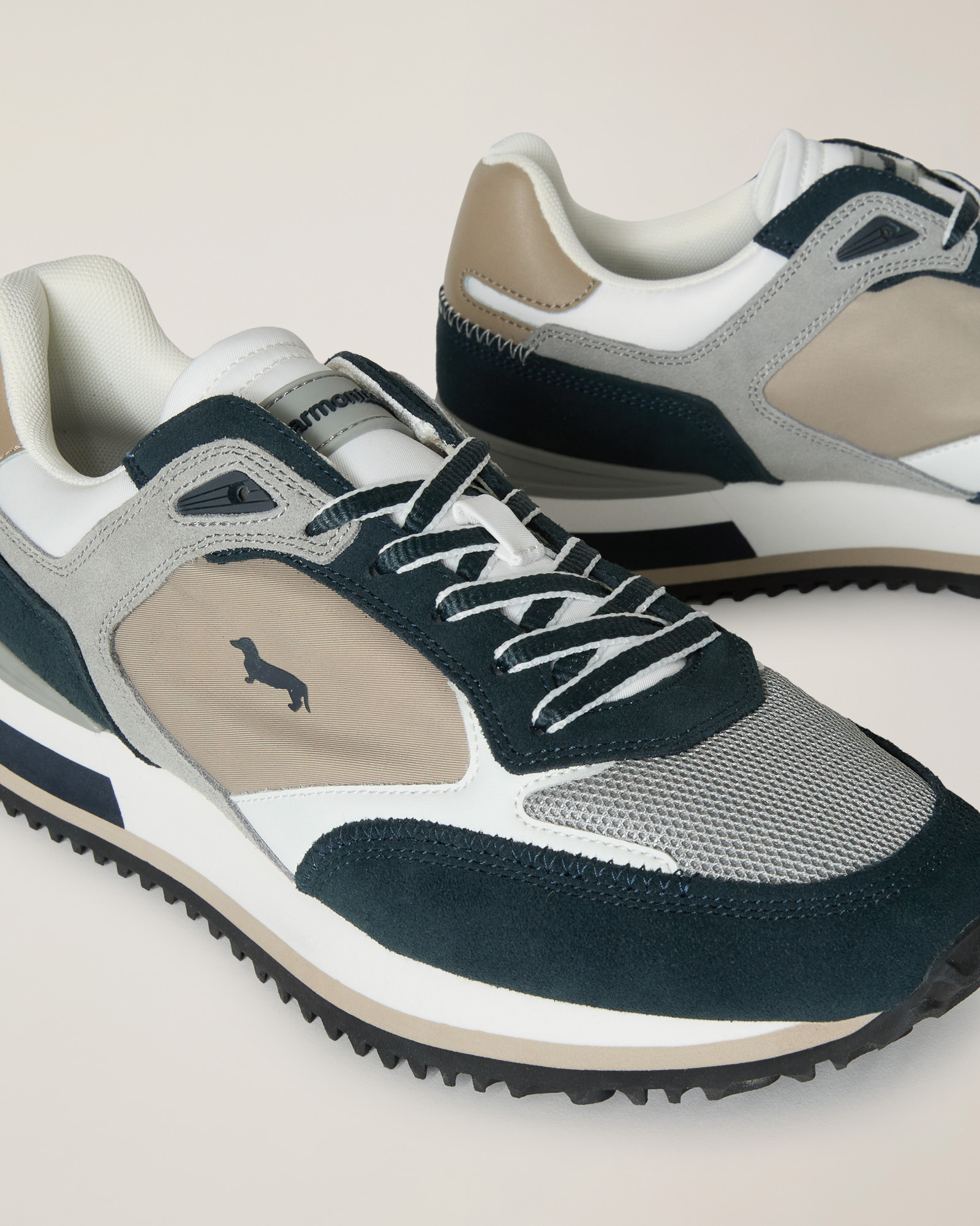Mixed-material and colors sneaker, Blue/Grey, large image number 3
