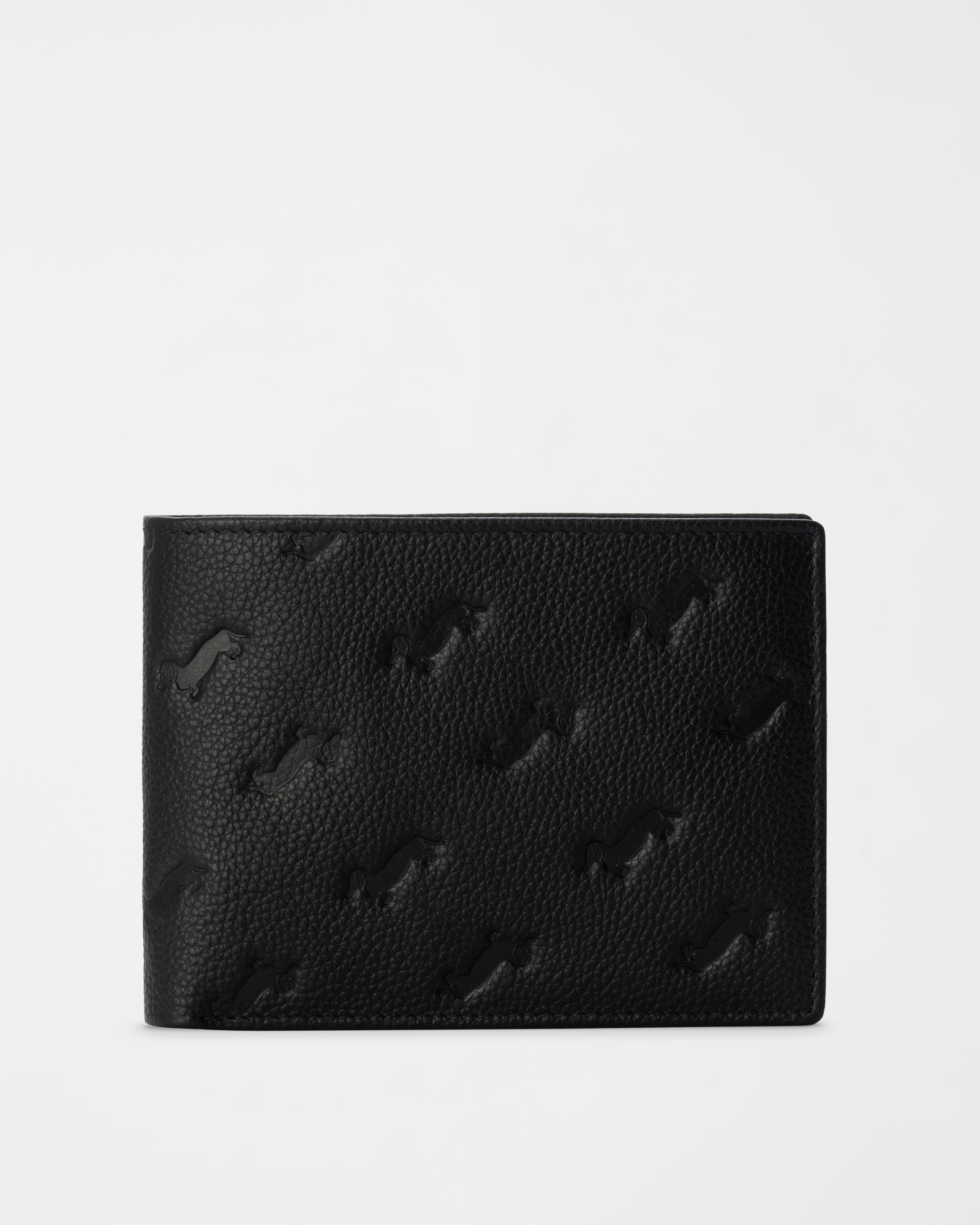 Men&rsquo;s Genuine Leather Wallet with All-Over Black Dachshund Design