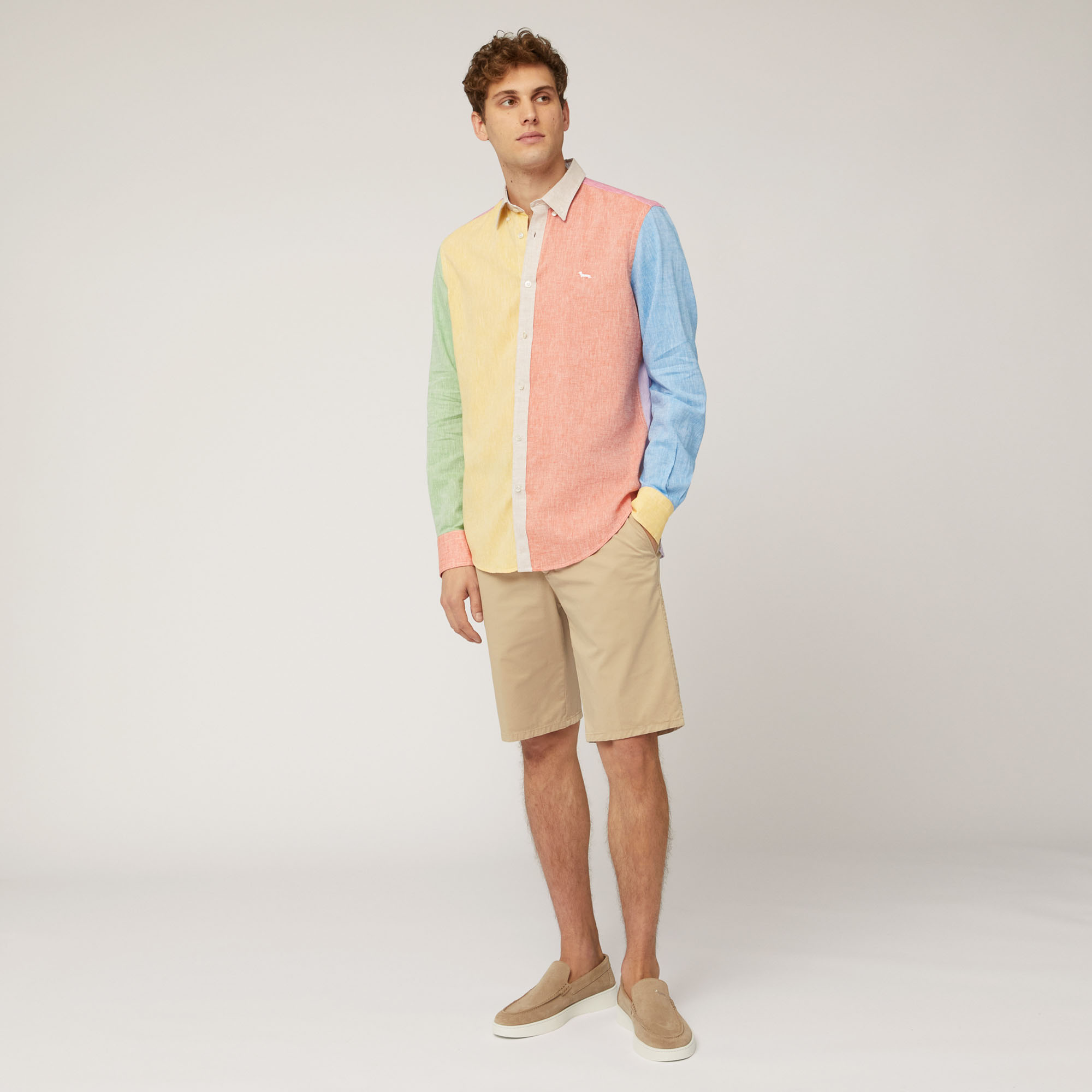 Camisa de lino y algodón con patchwork, Amarillo Claro, large image number 3