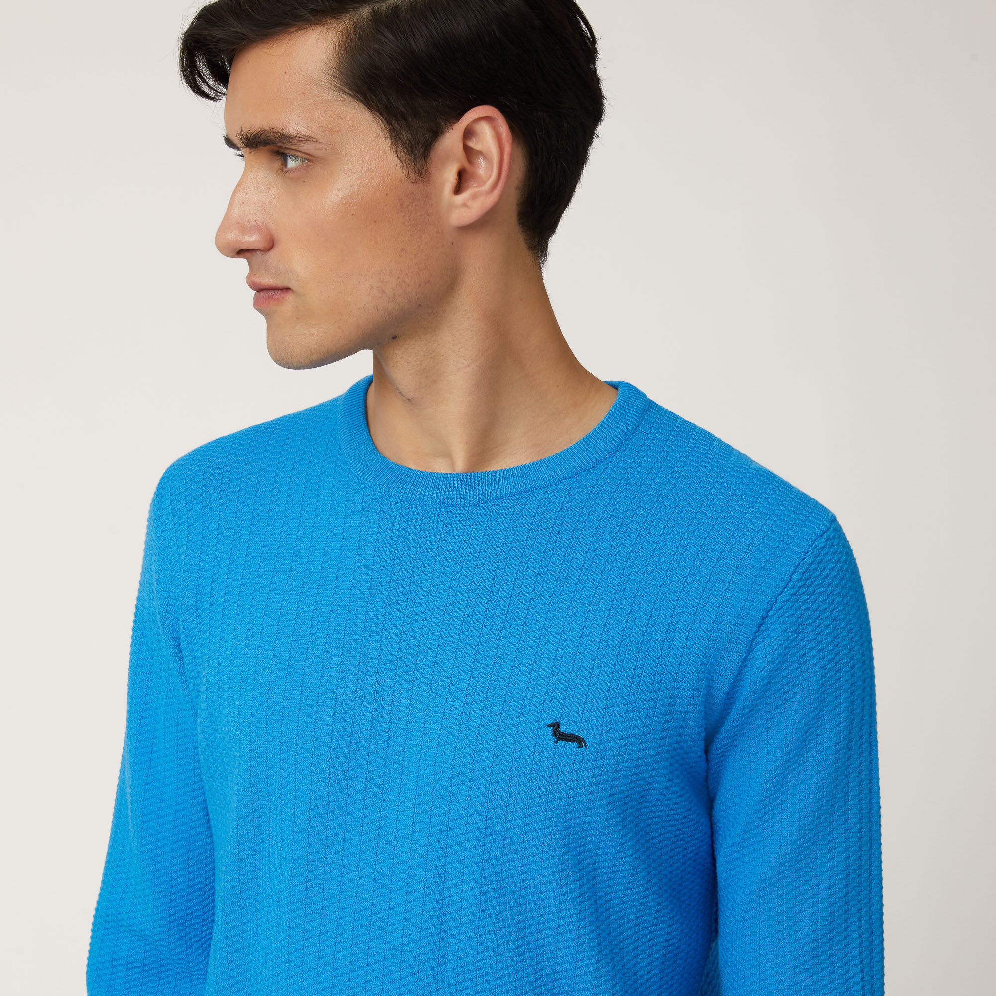 Pullover Girocollo In Lana Con Lavorazione 3D, Blu, large image number 2