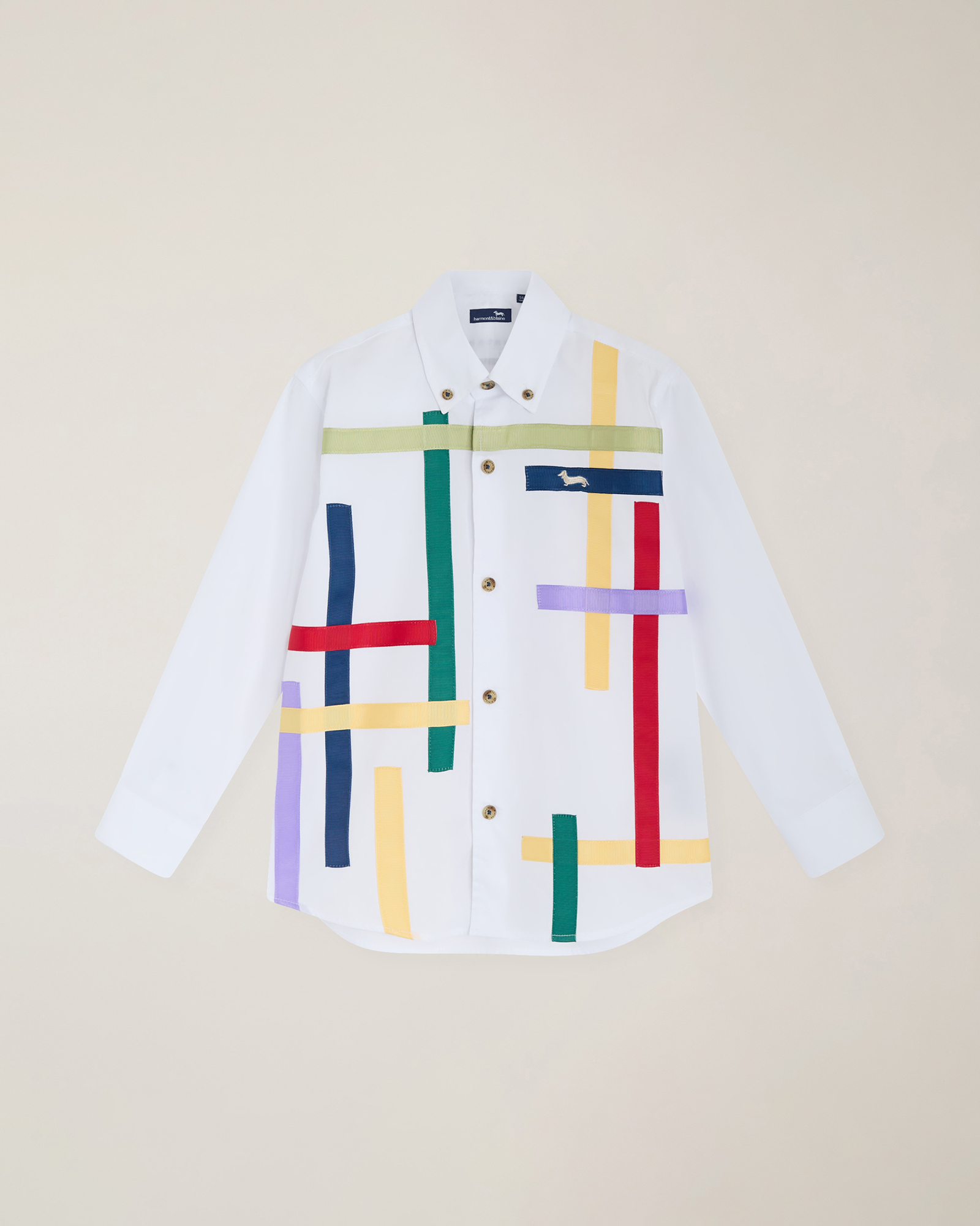 Cotton shirt with multicolor inserts