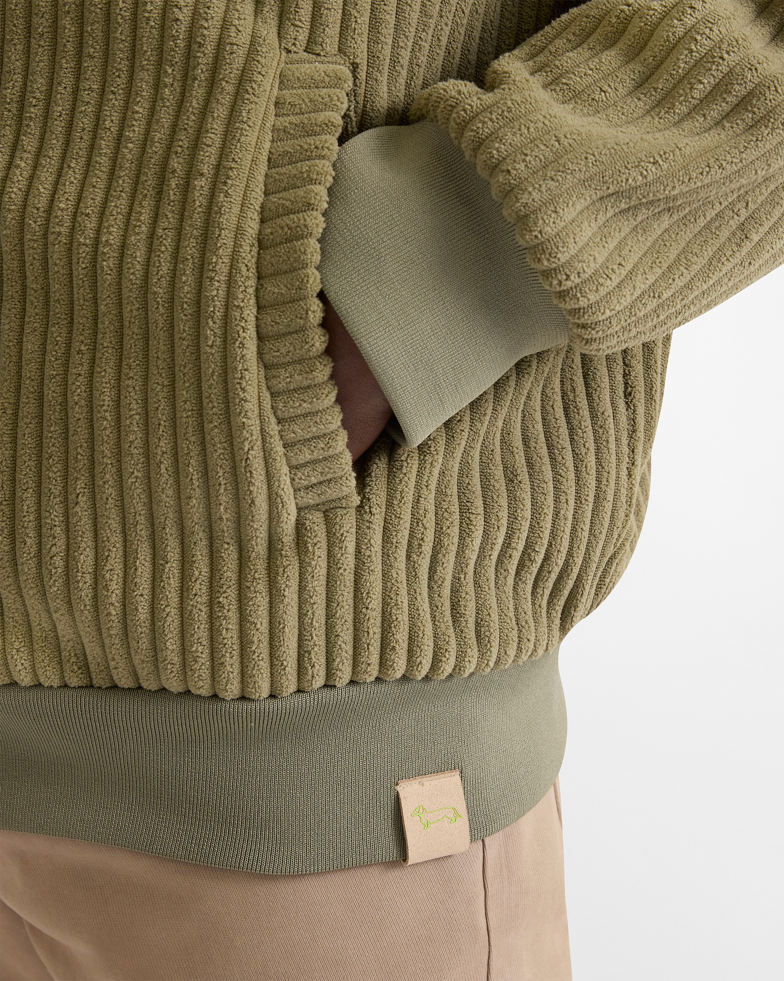 Velvet Zip-Up Sweatshirt, Green, large image number 2