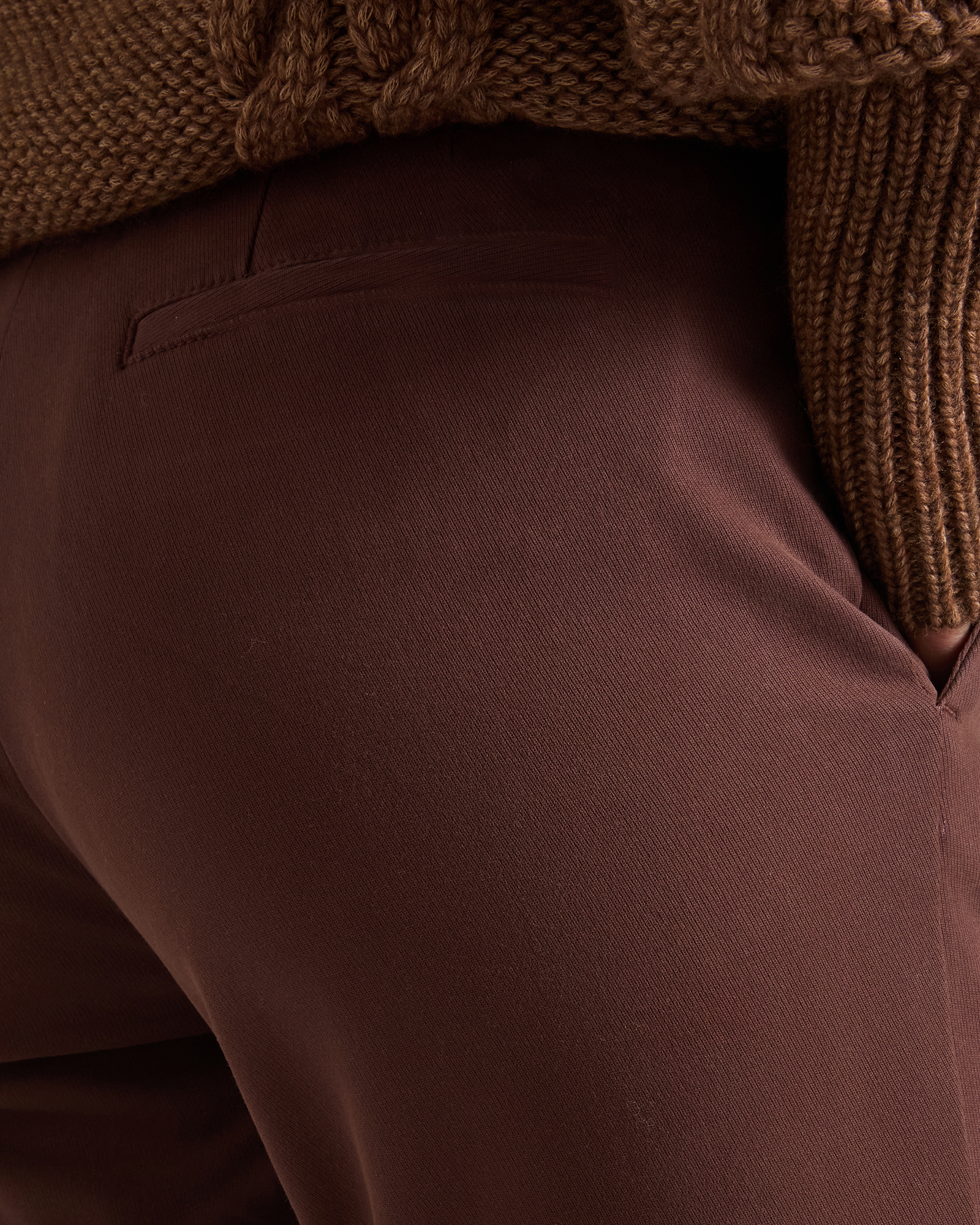 Women&rsquo;s slim-fit stretch cotton trousers, DARK BROWN, large image number 2