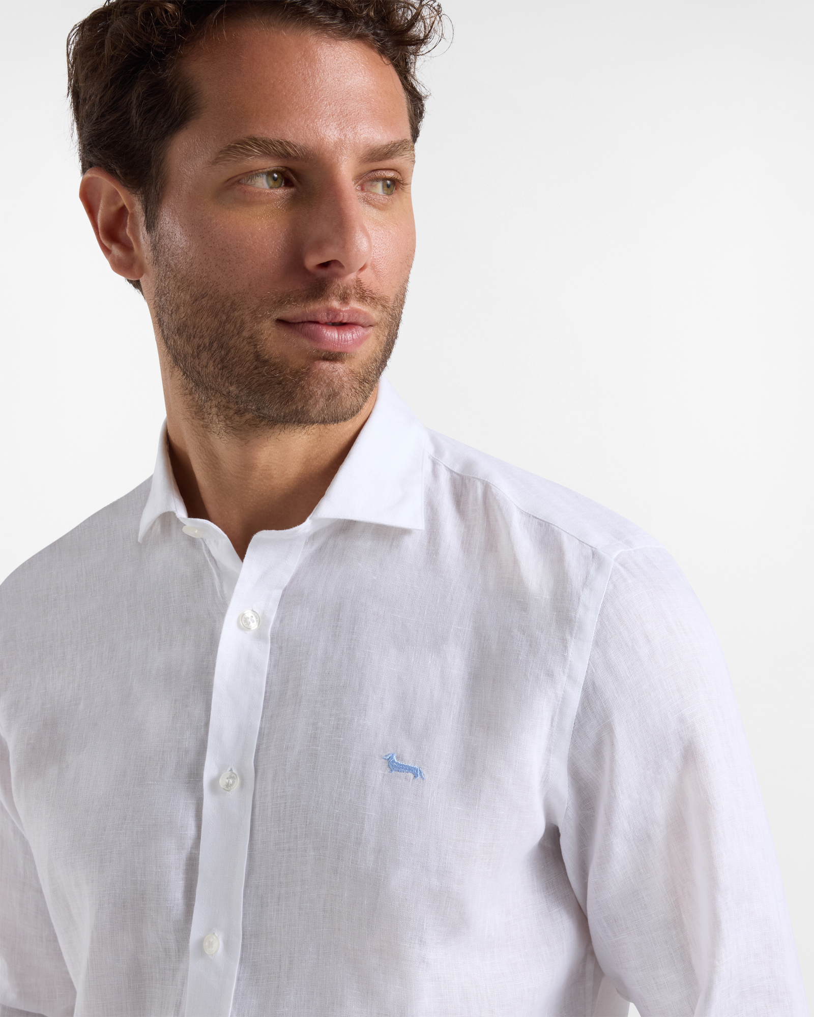 Camicia Uomo in Lino Narrow Fit, Bianco, large image number 2