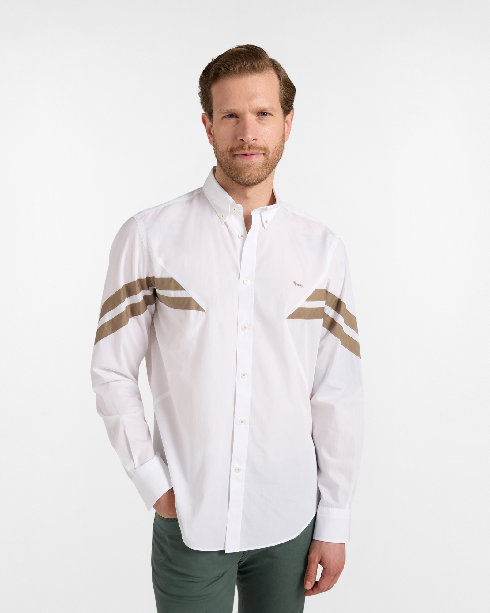 Camicia con fasce a contrasto