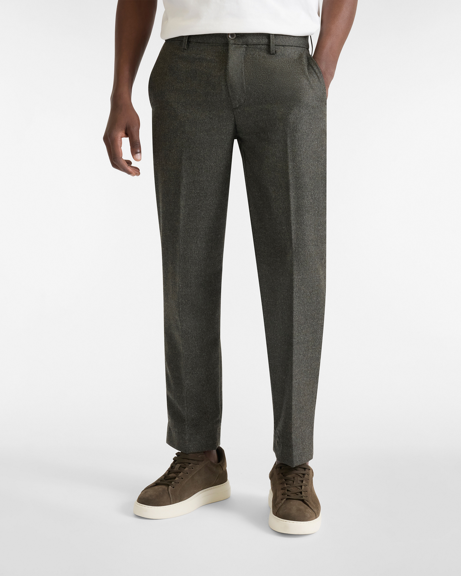Pantalones Chinos de Ajuste Suelto en Lana Cápsula Artisanía a Colores