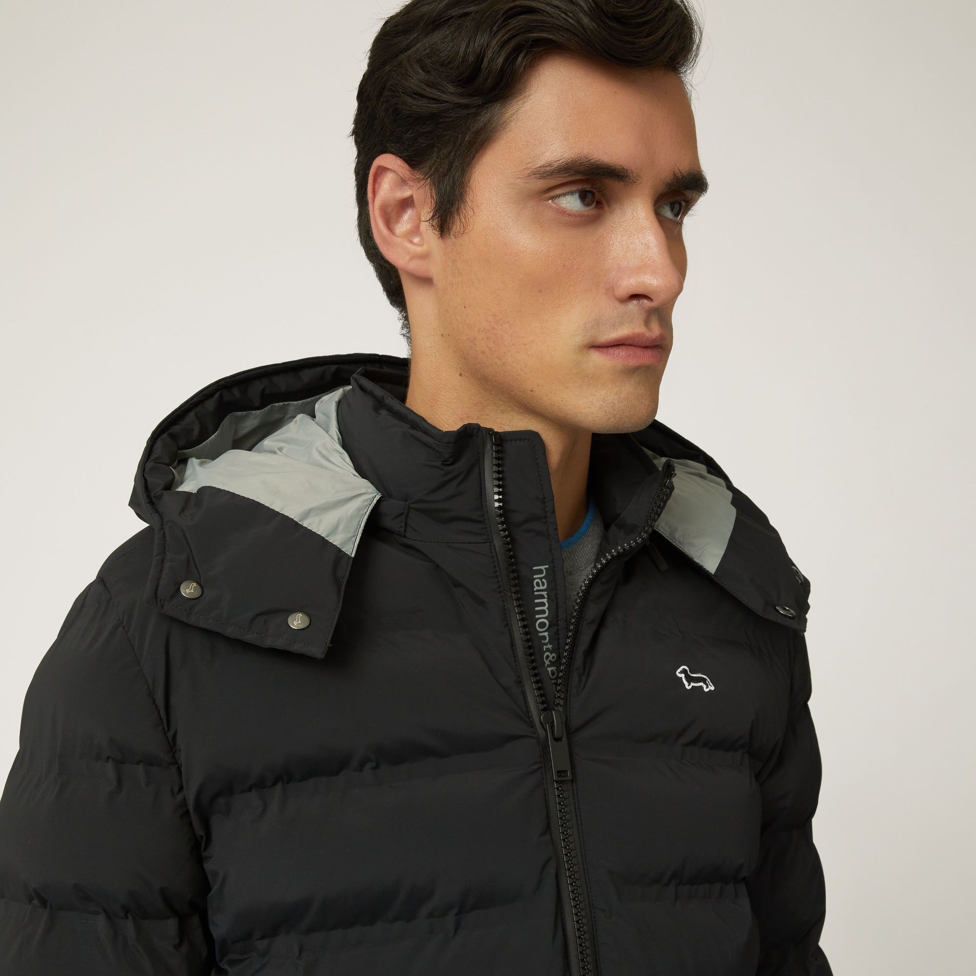 Thermofix-Quilted Bomber Jacket With Embroidery, Black, large image number 2