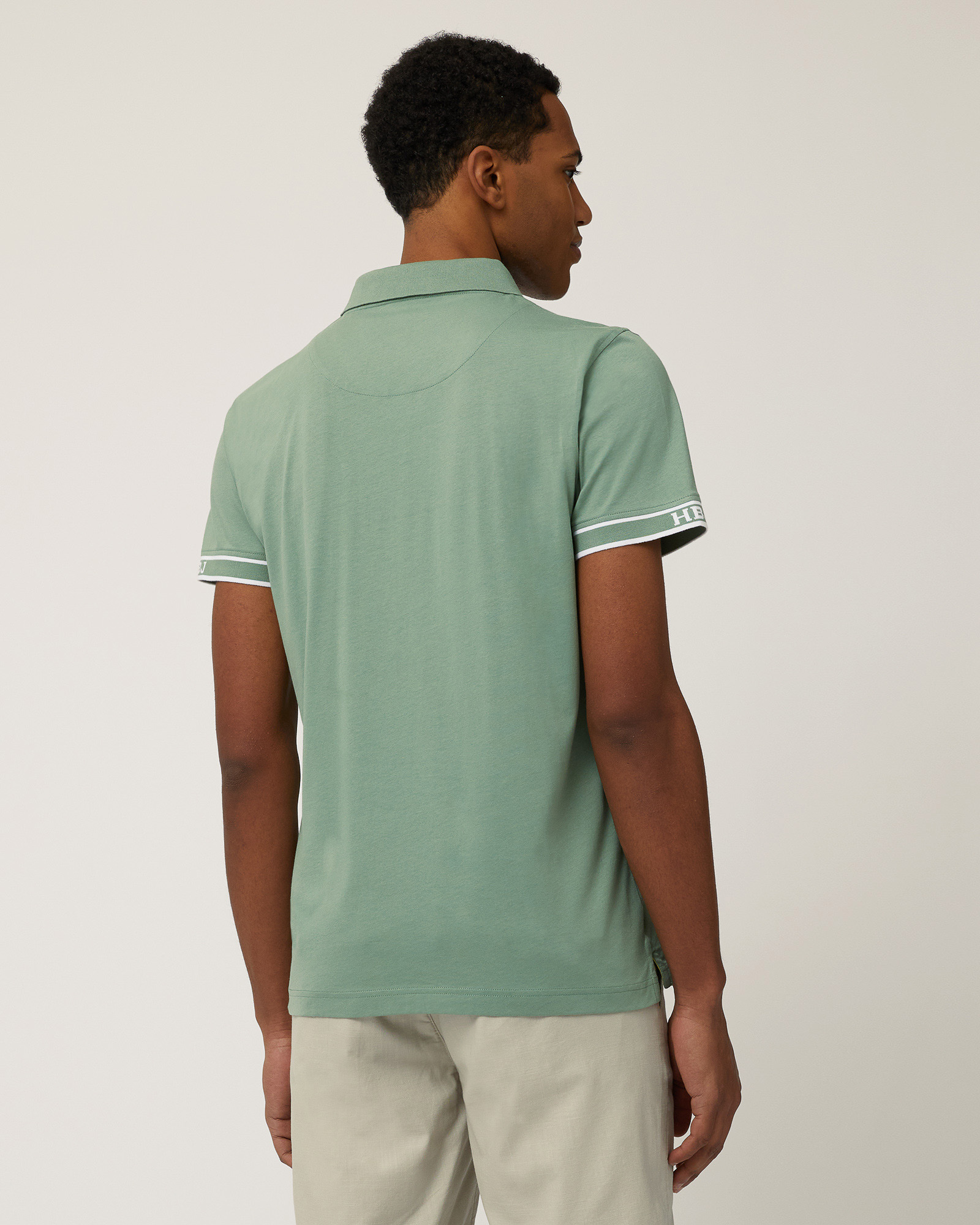 Polo with Jacquard Trims, Moss Green, large image number 1