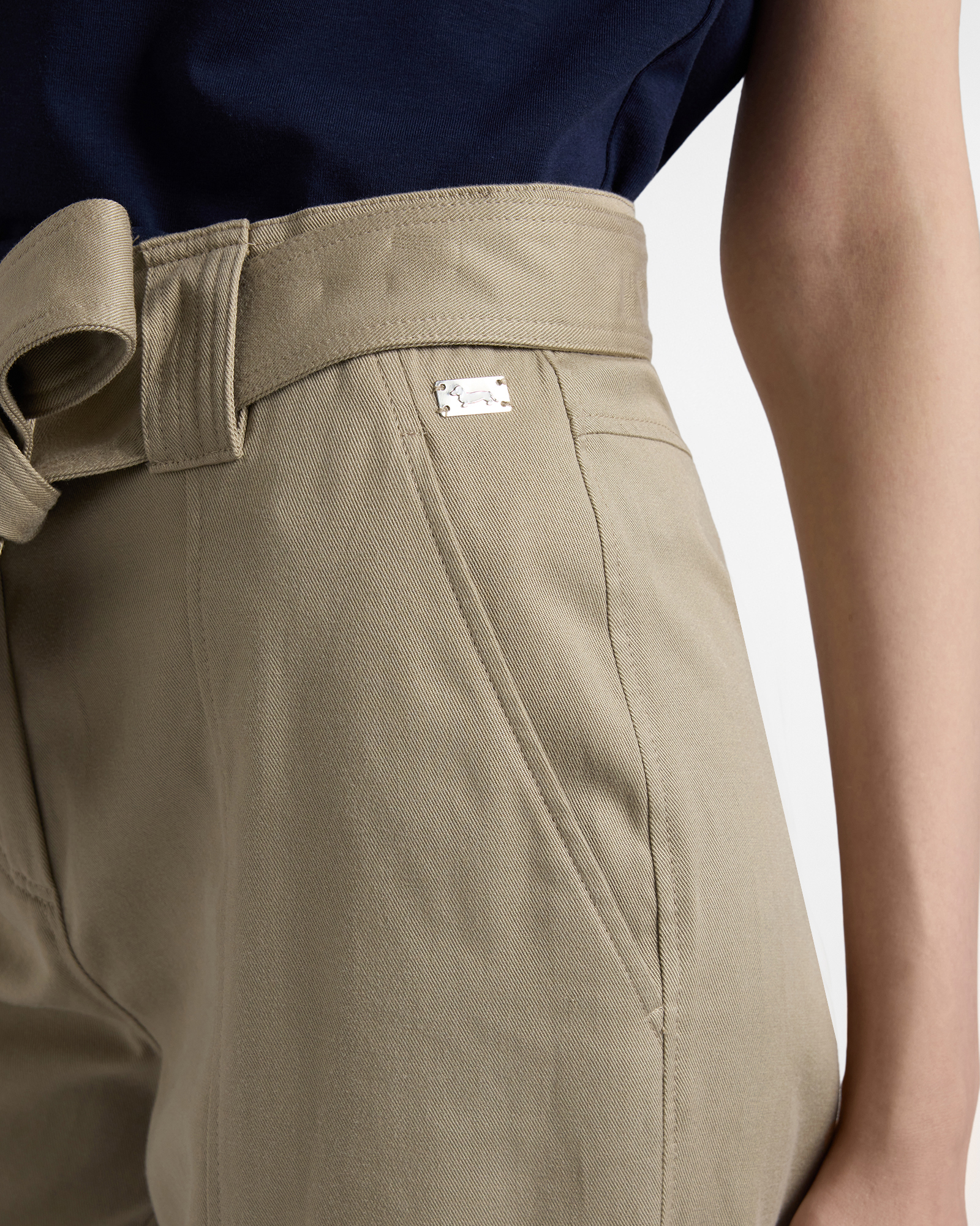 Women's pants with belt and topstitched loops, Gray, large image number 2