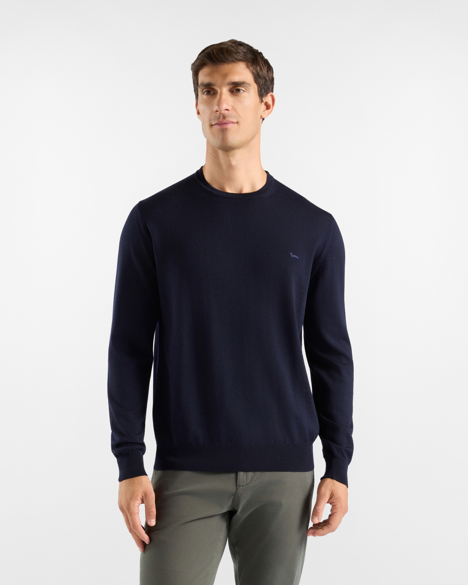Men's Made in Italy sweater in blue 100% pure wool with regular fit
