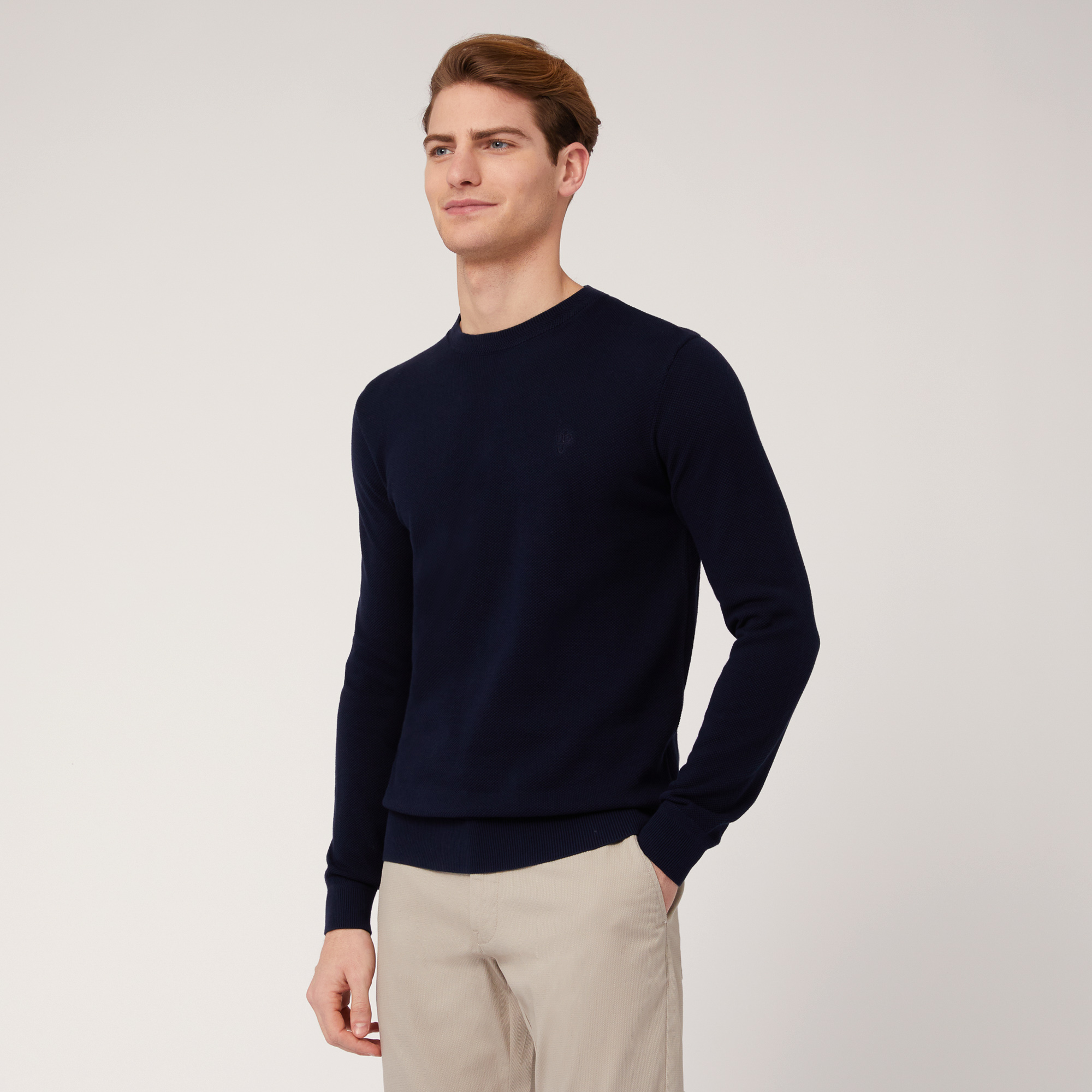Pullover Girocollo Texture 3D, Light Blue, large image number 0