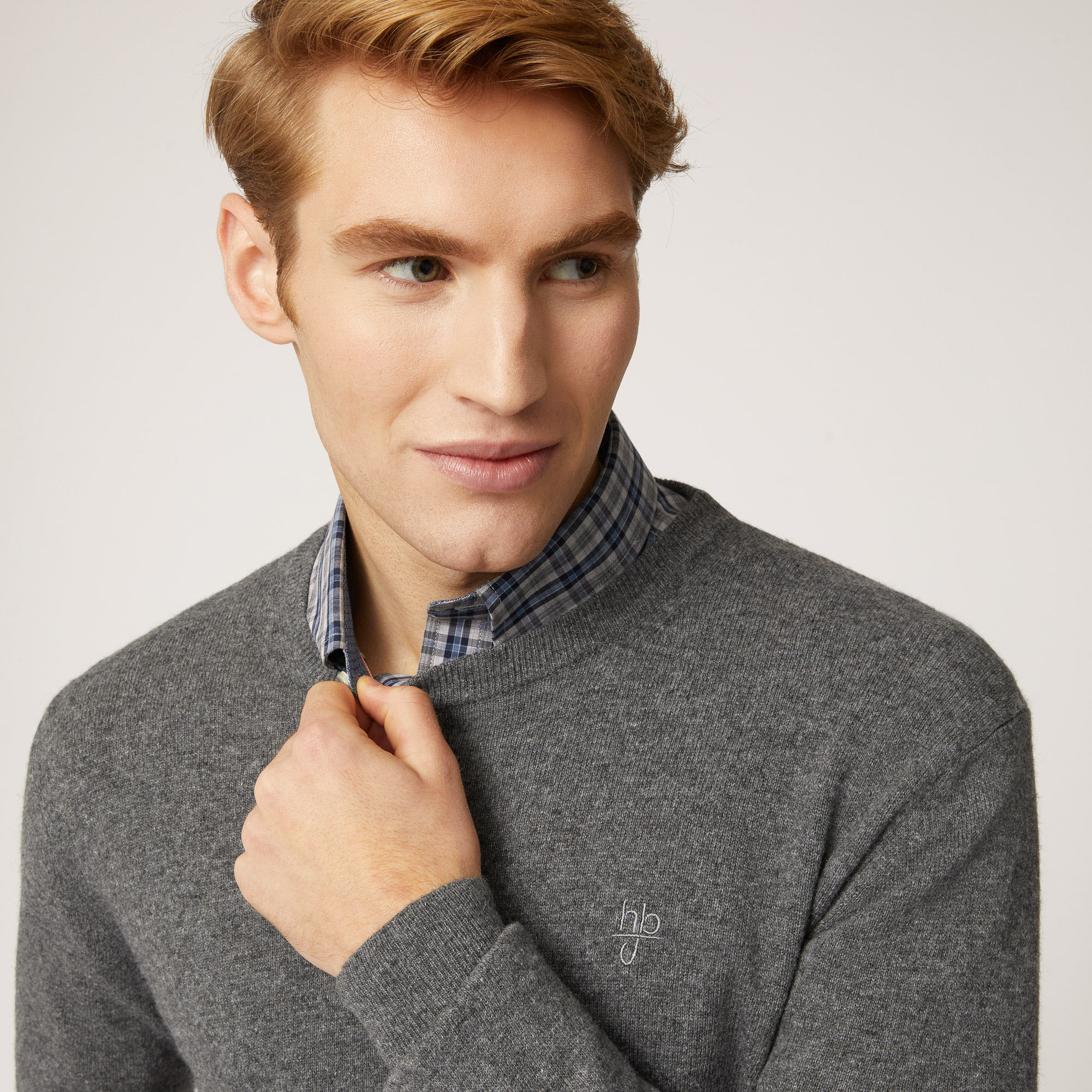 Pullover Girocollo Hbj, Grigio, large image number 2