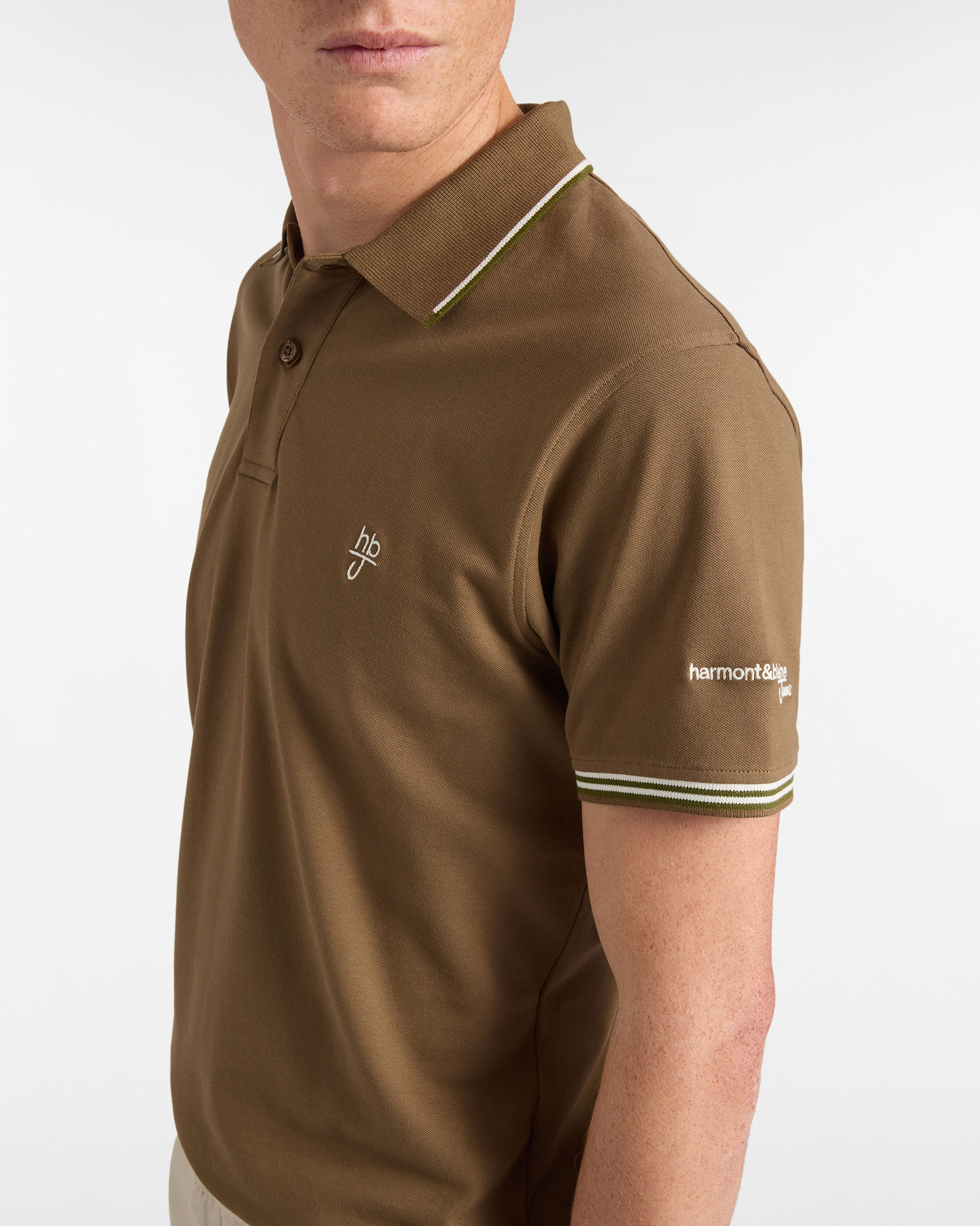 Polo uomo narrow fit con doppio logo, Marrone chiaro, large image number 2