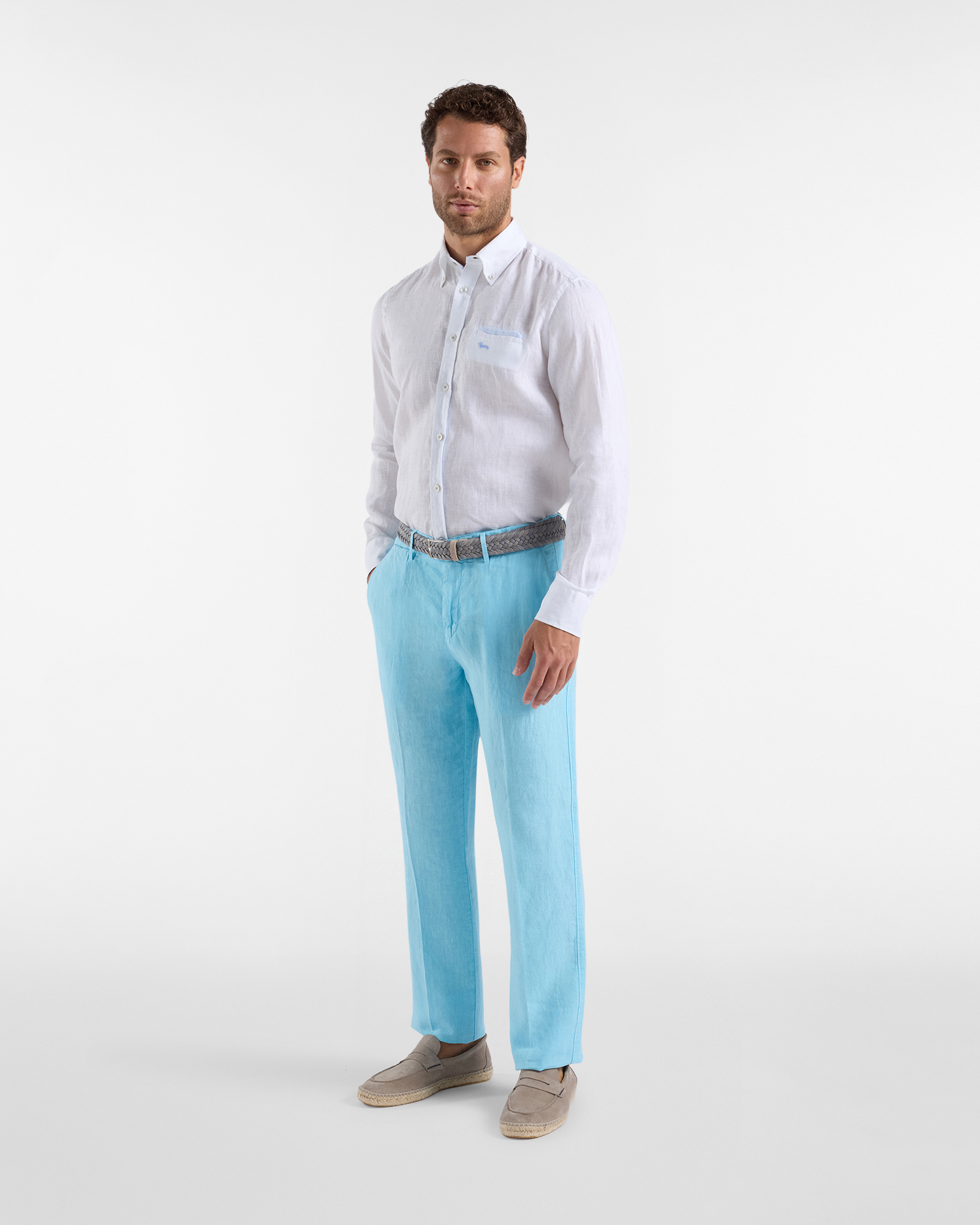 Men's regular-fit linen chino pants, Blue, large image number 3