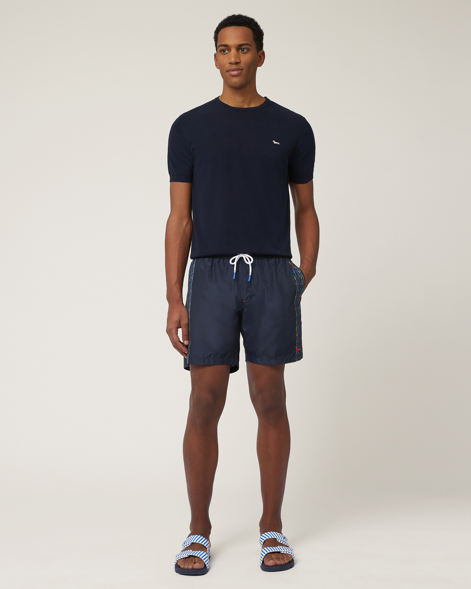 Cotton Knit T-Shirt, Navy Blue, large image number 3