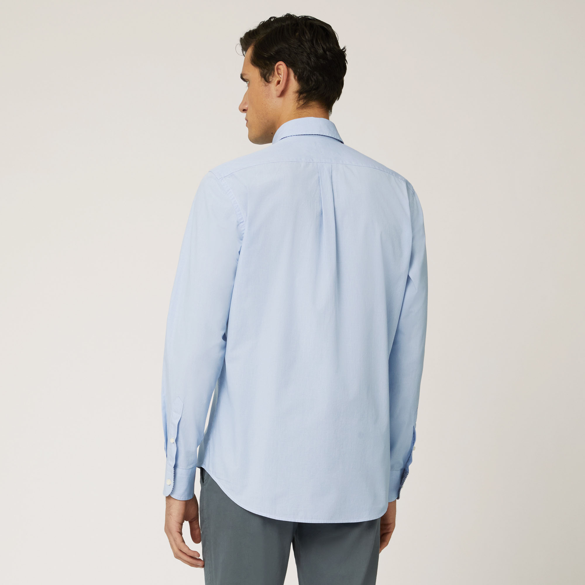 Camicia In Cotone Con Contrasti Interni, Azzurro, large image number 1