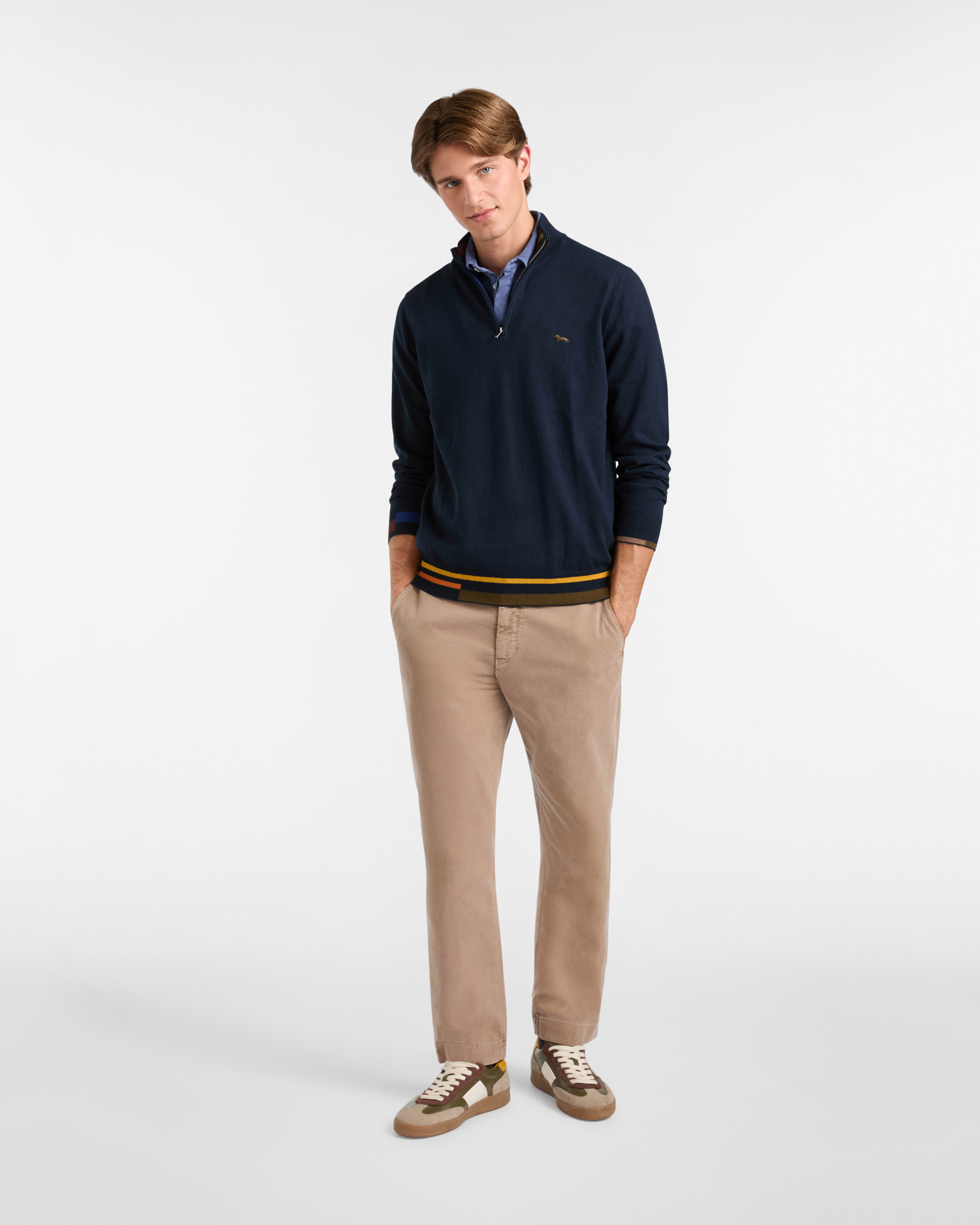 Pulóver Half Zip Color Block, Azul Navy, large image number 3