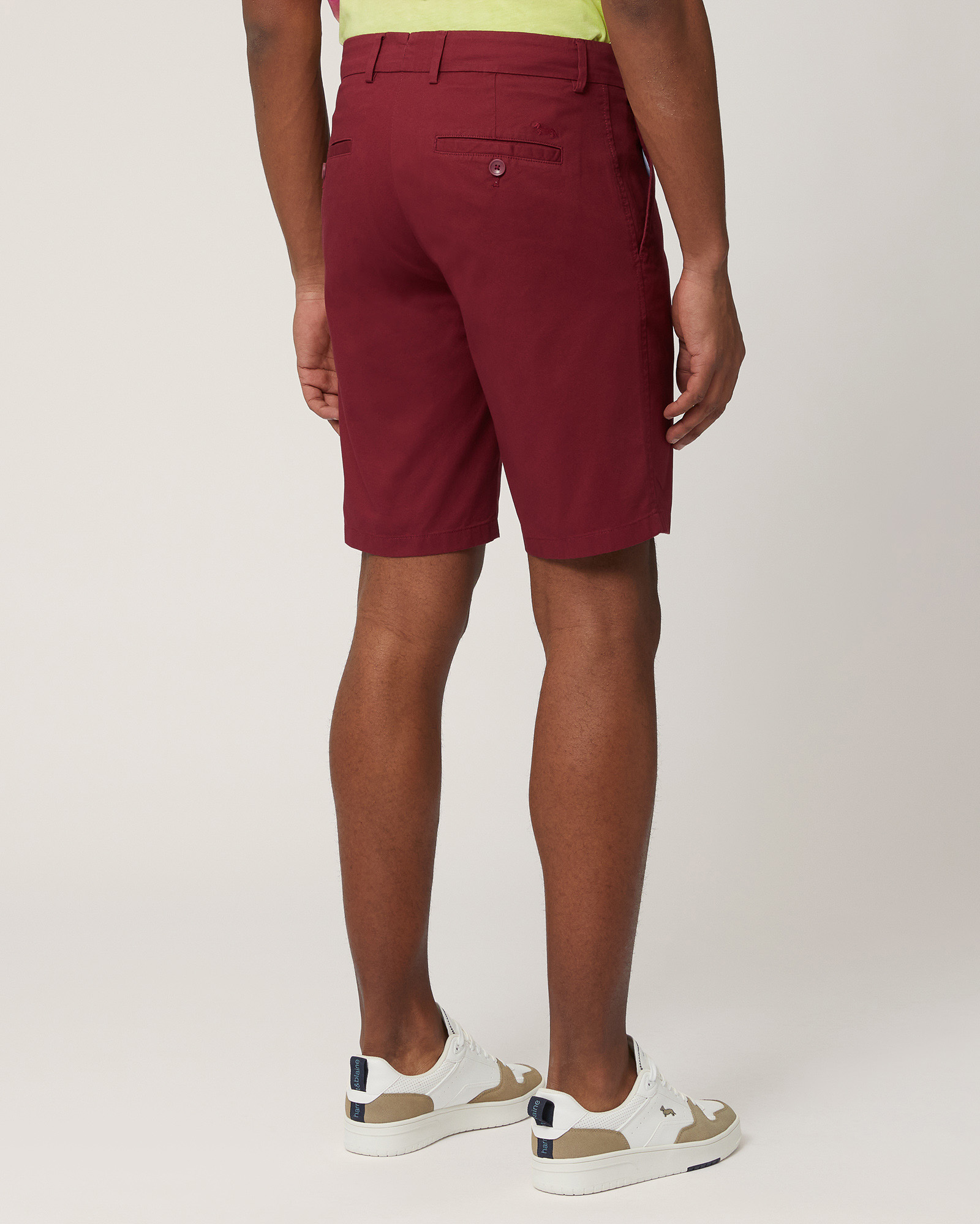 Stretch Cotton Bermuda Shorts, Burgundy, large image number 1