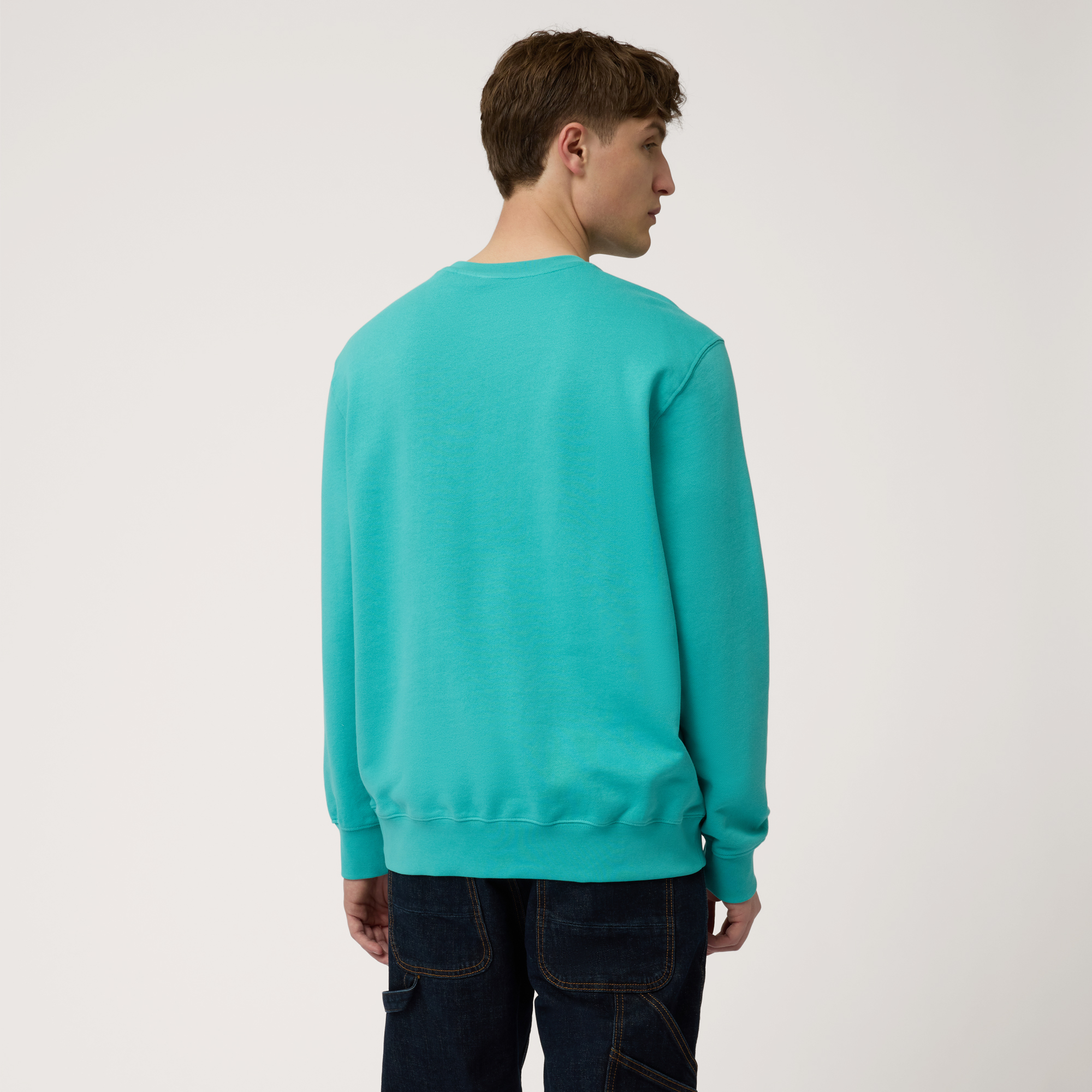 Pure Cotton Oversized Sweatshirt, Turquoise, large image number 1