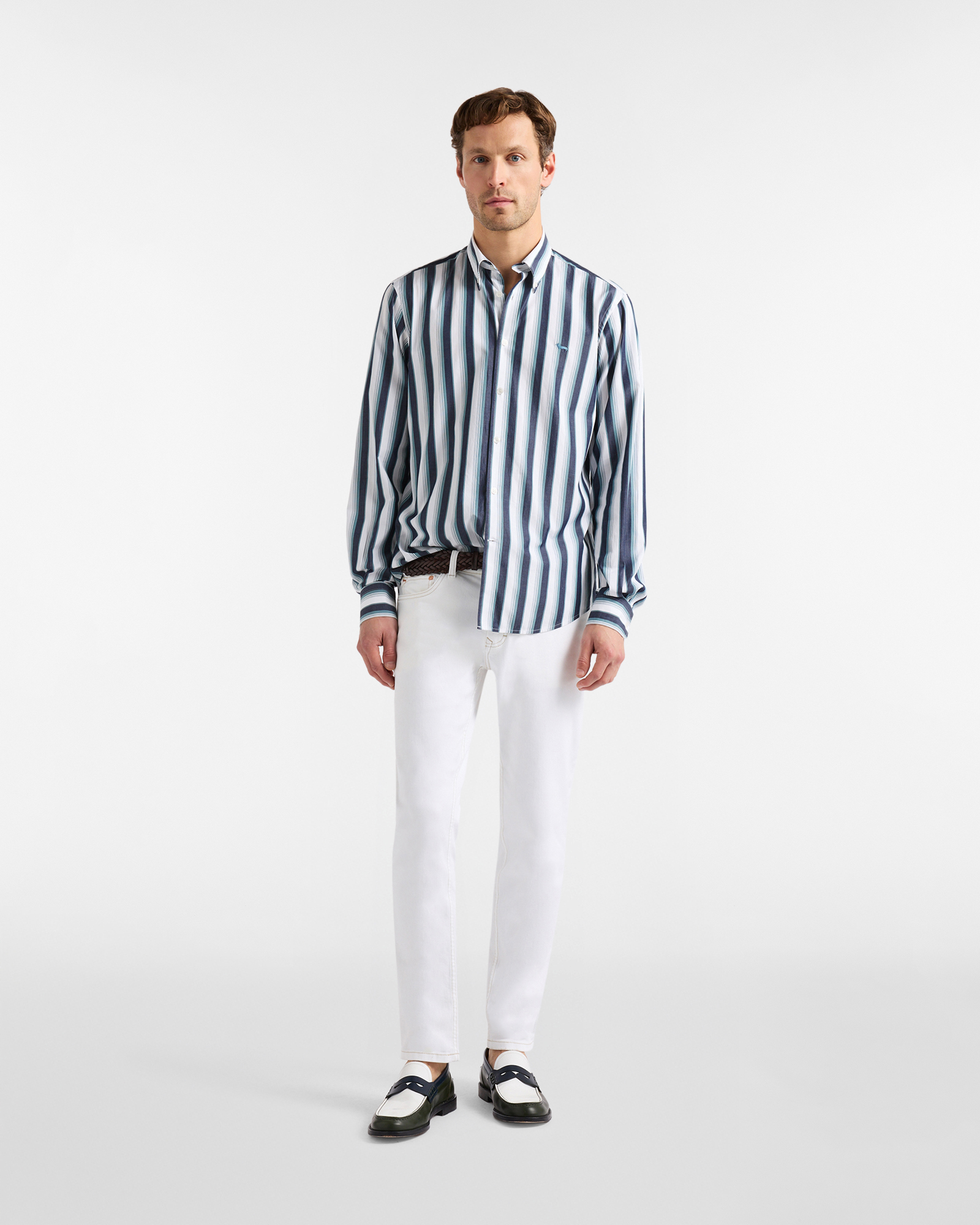Camisa de hombre a rayas anchas de corte regular, Azul Navy, large image number 3