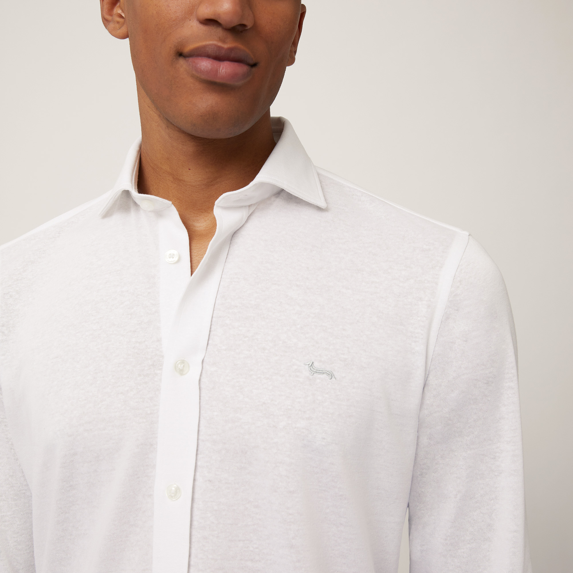 Camicia Con Ricamo Bassotto, Bianco Latte, large image number 2