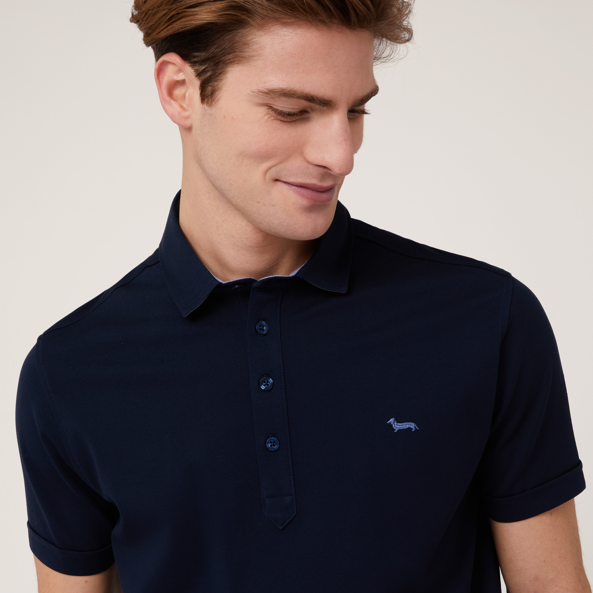 Polo In Cotone Stretch, Blu Navy, large image number 2