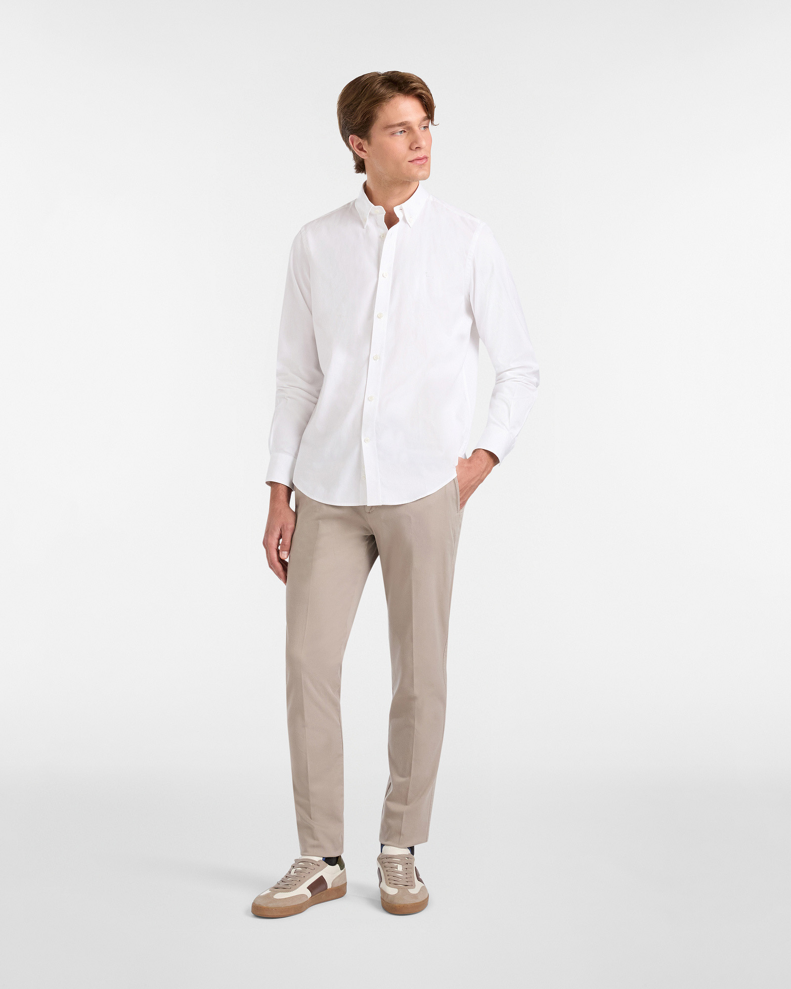 Pantalones Essentials de algodón elástico, Beige, large image number 3