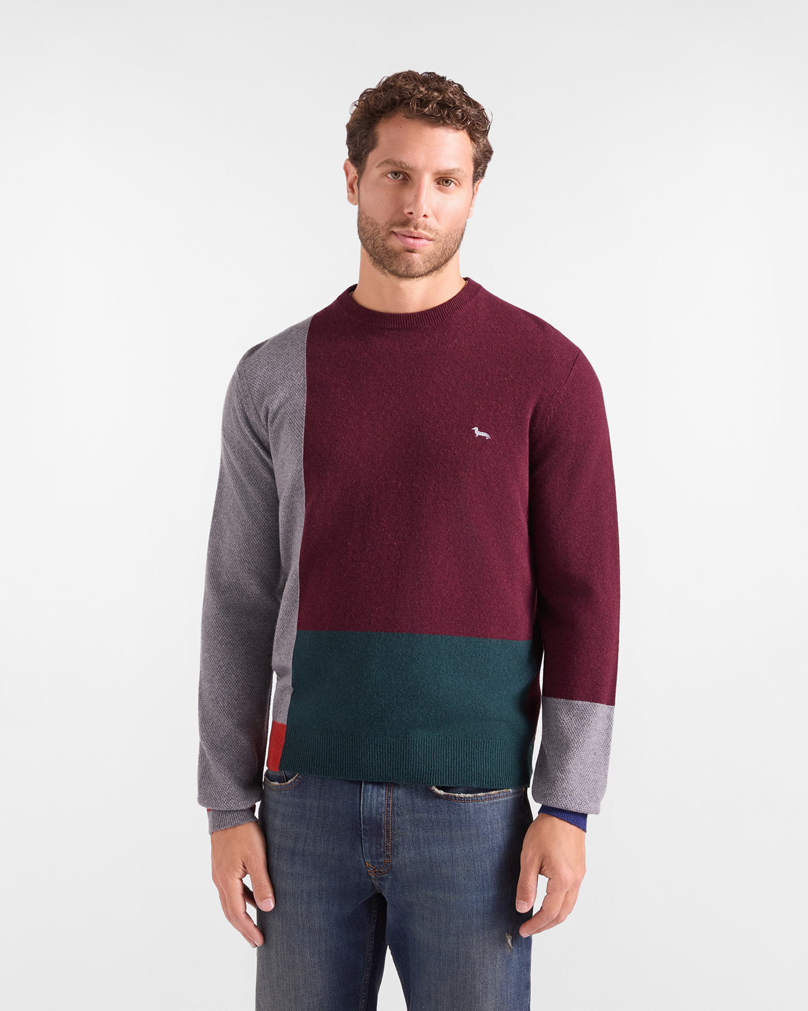 Men's regular fit sweater in a red wool and cashmere blend