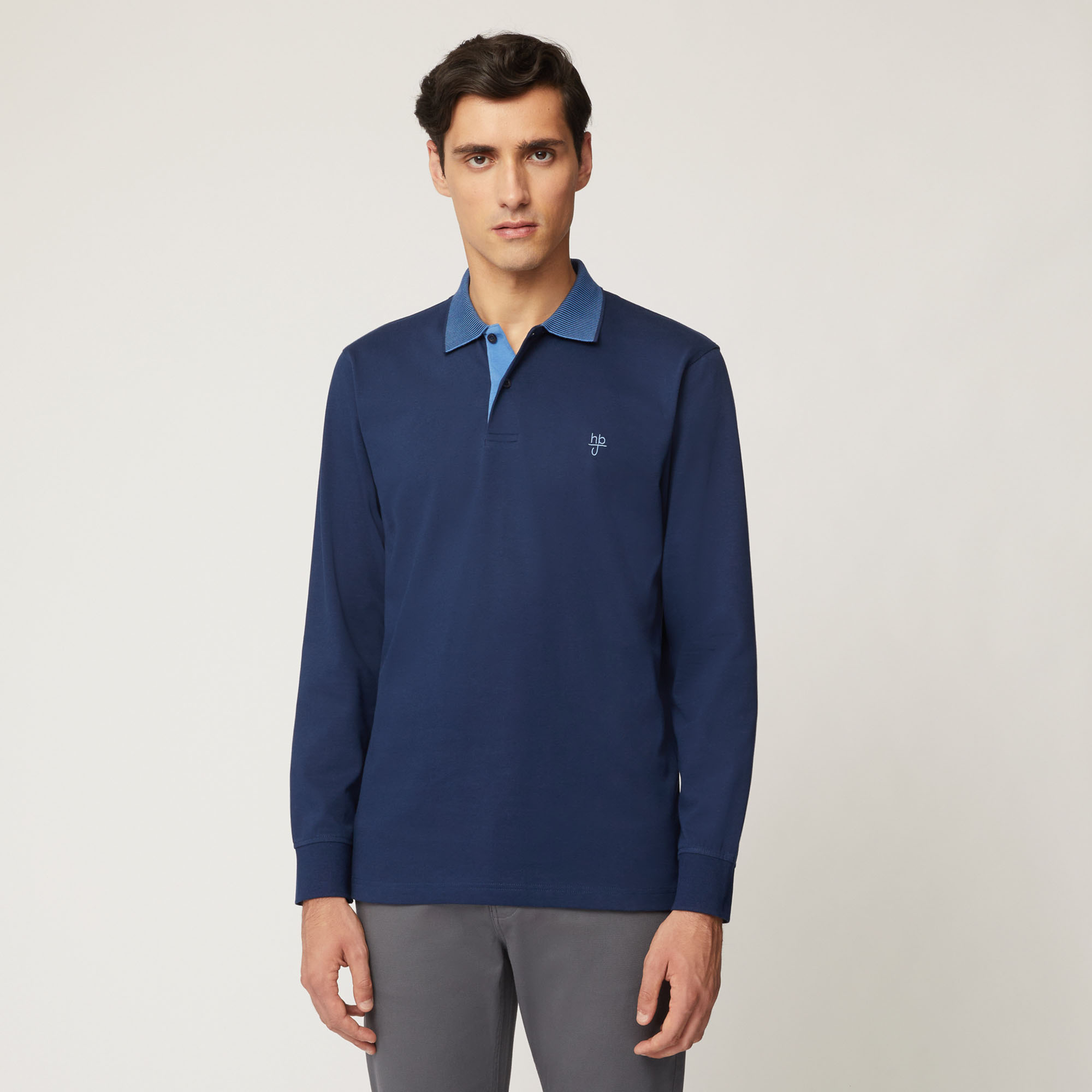 Polo Regular Fit Con Collo A Contrasto, Blu, large image number 0