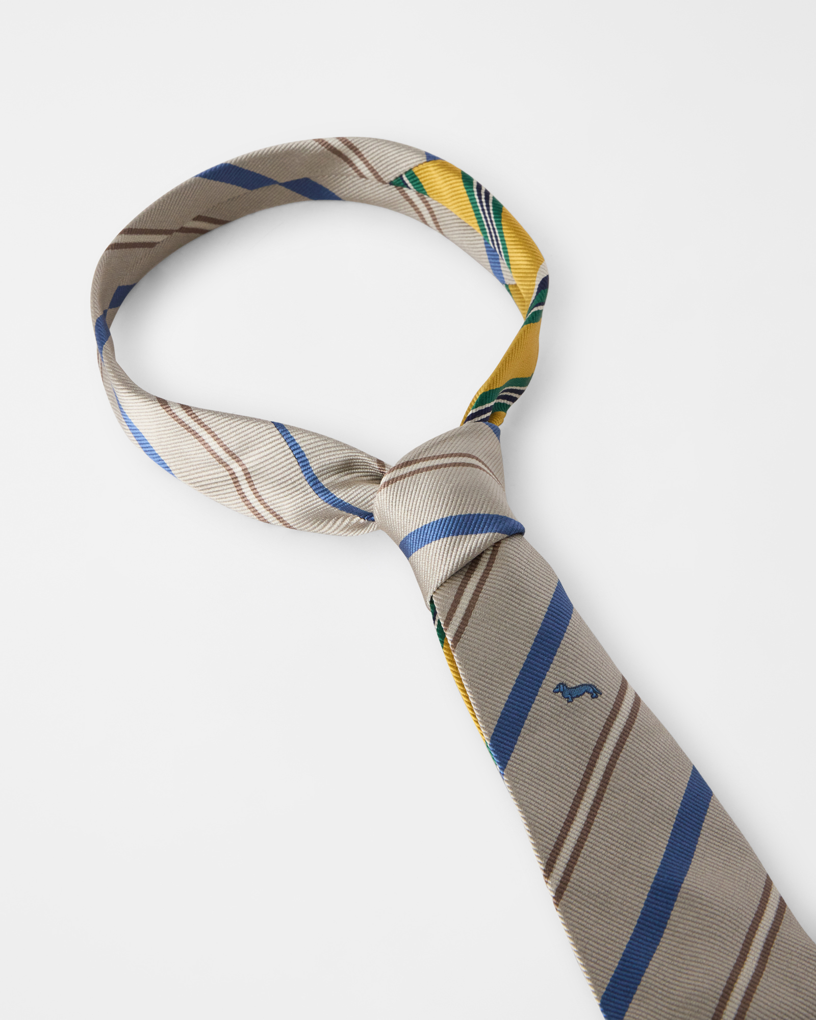 Men&rsquo;s pure silk striped tie from the &lsquo;Colours Quality&rsquo; capsule collection, BEIGE, large