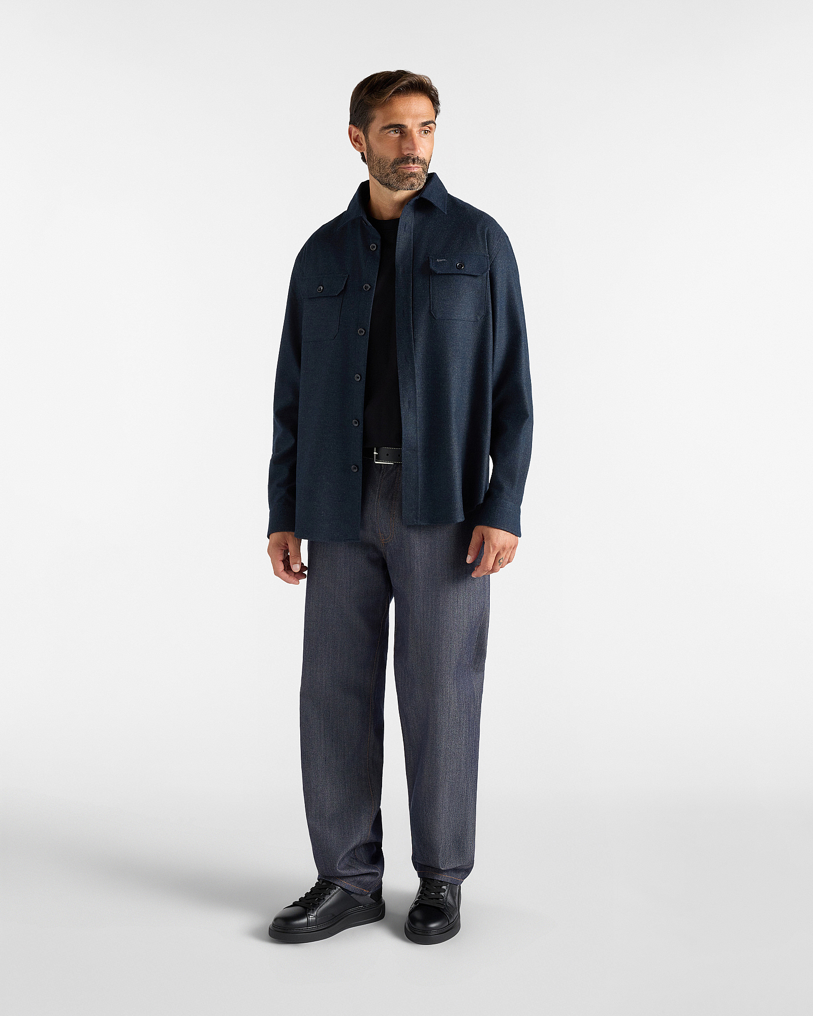 Men's oversized flannel overshirt, NAVY BLUE, large image number 3