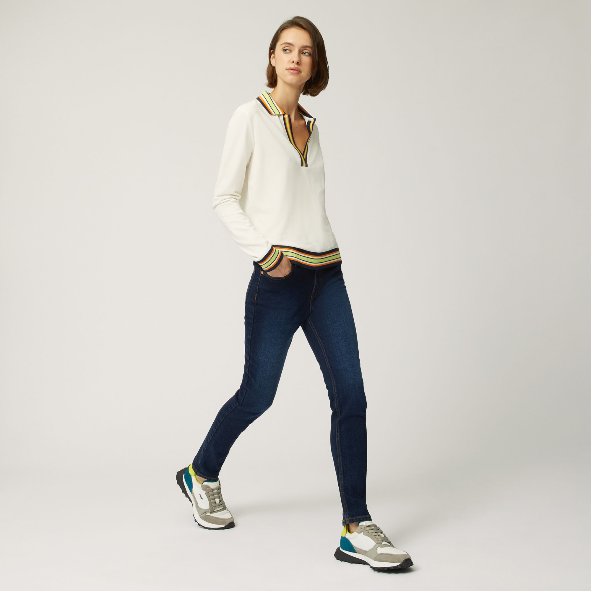 Pantalone Cinque Tasche Slim In Denim, Blu Denim, large image number 3